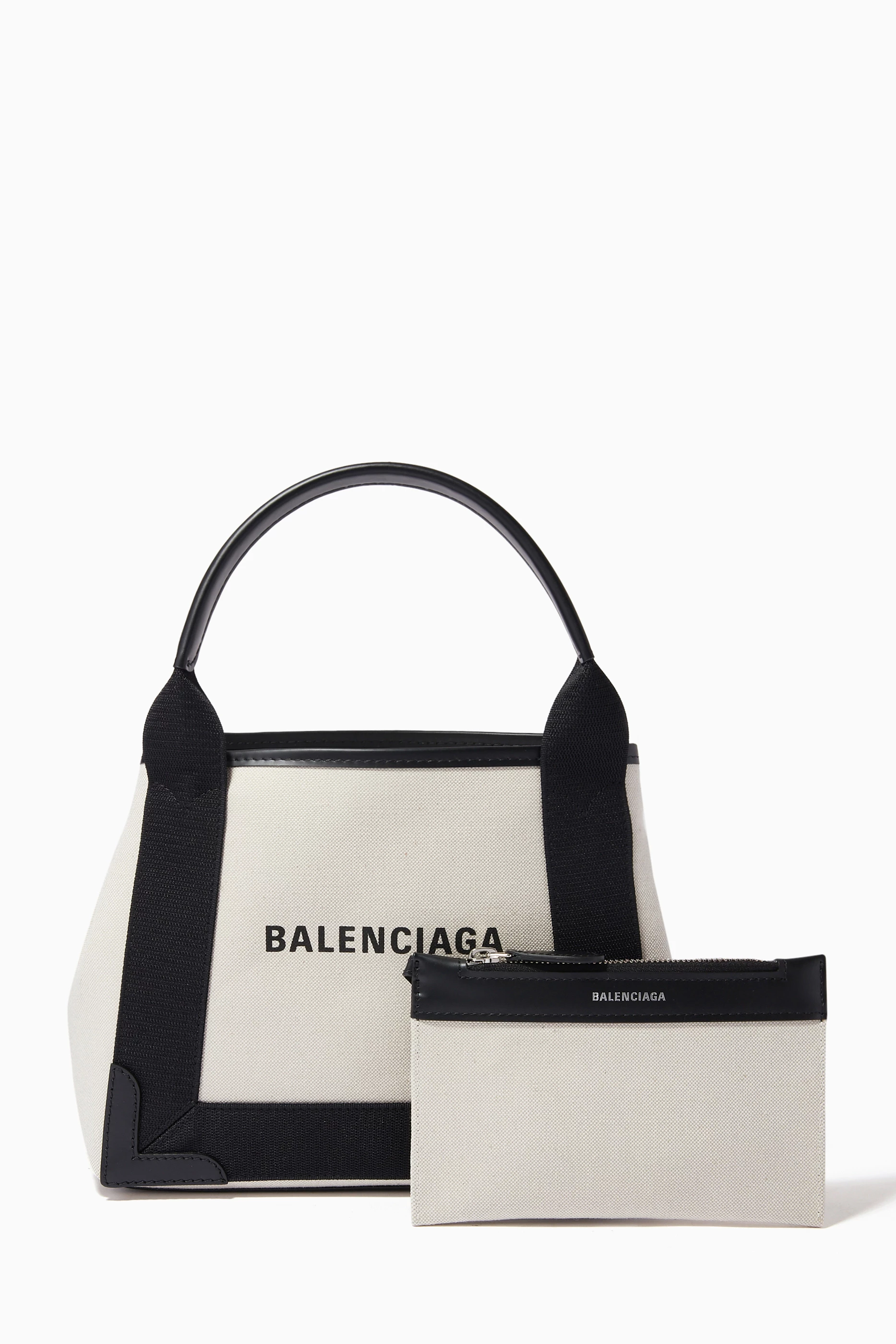 Buy Balenciaga Black Navy Cabas XS Bag in Organic Cotton Canvas for Women in UAE Ounass