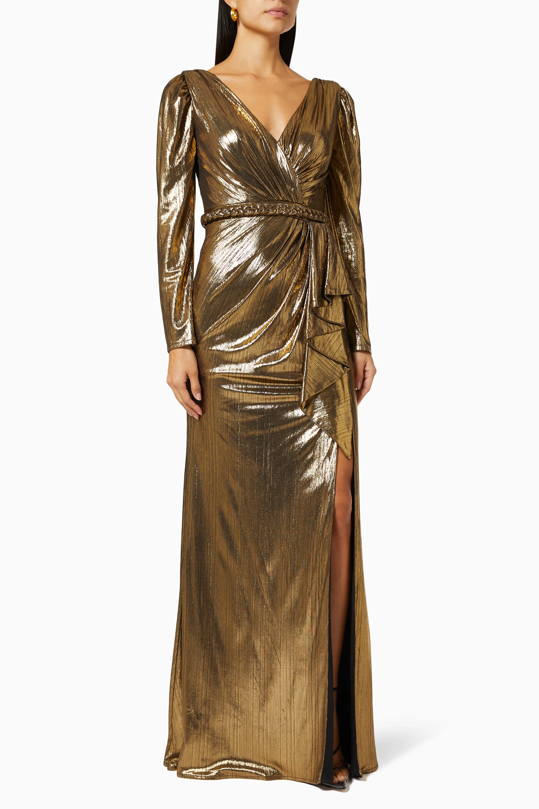Gold deals wrap dress