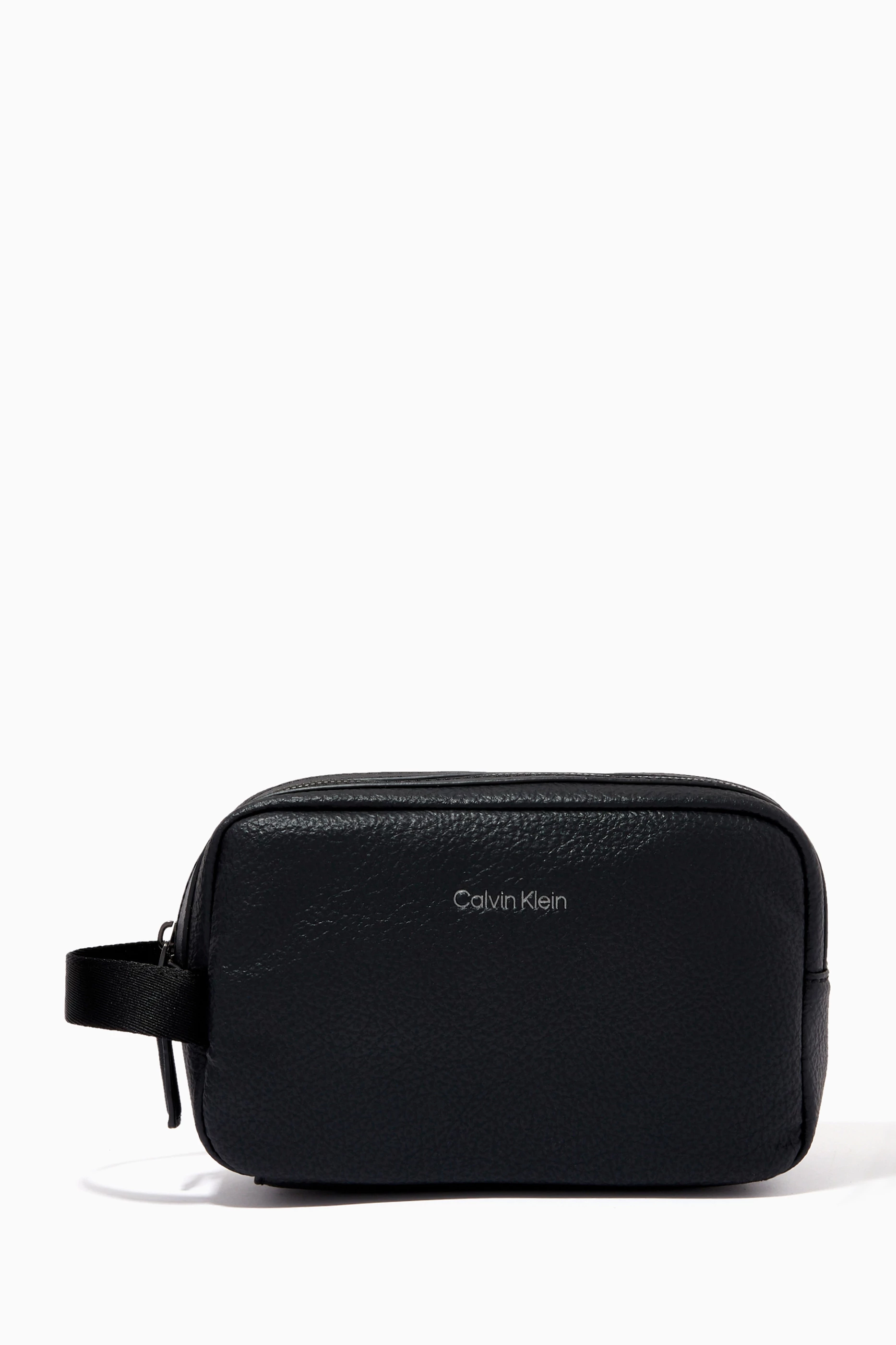 Buy Calvin Klein Black Warmth Wash Bag in Faux Leather for Men in