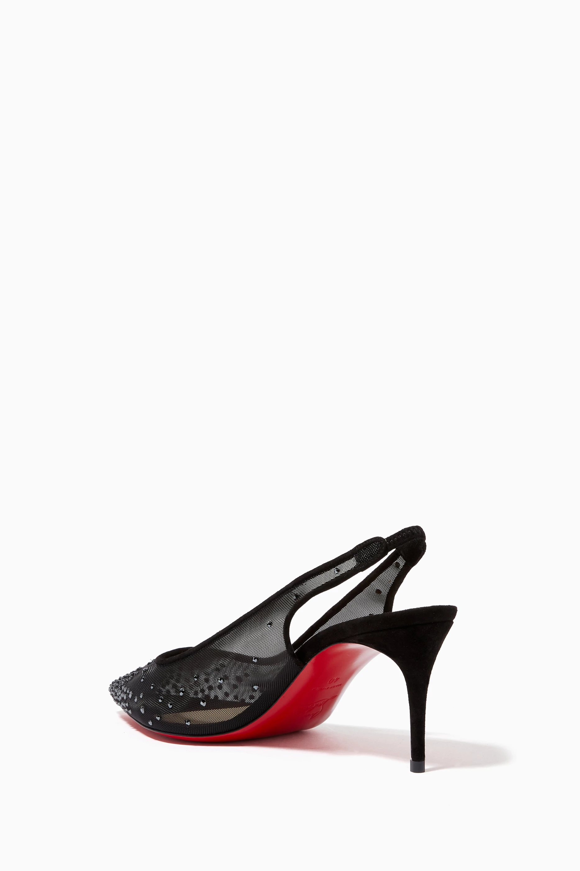 CHRISTIAN LOUBOUTIN - Follies Strass Sling 70 mesh and suede