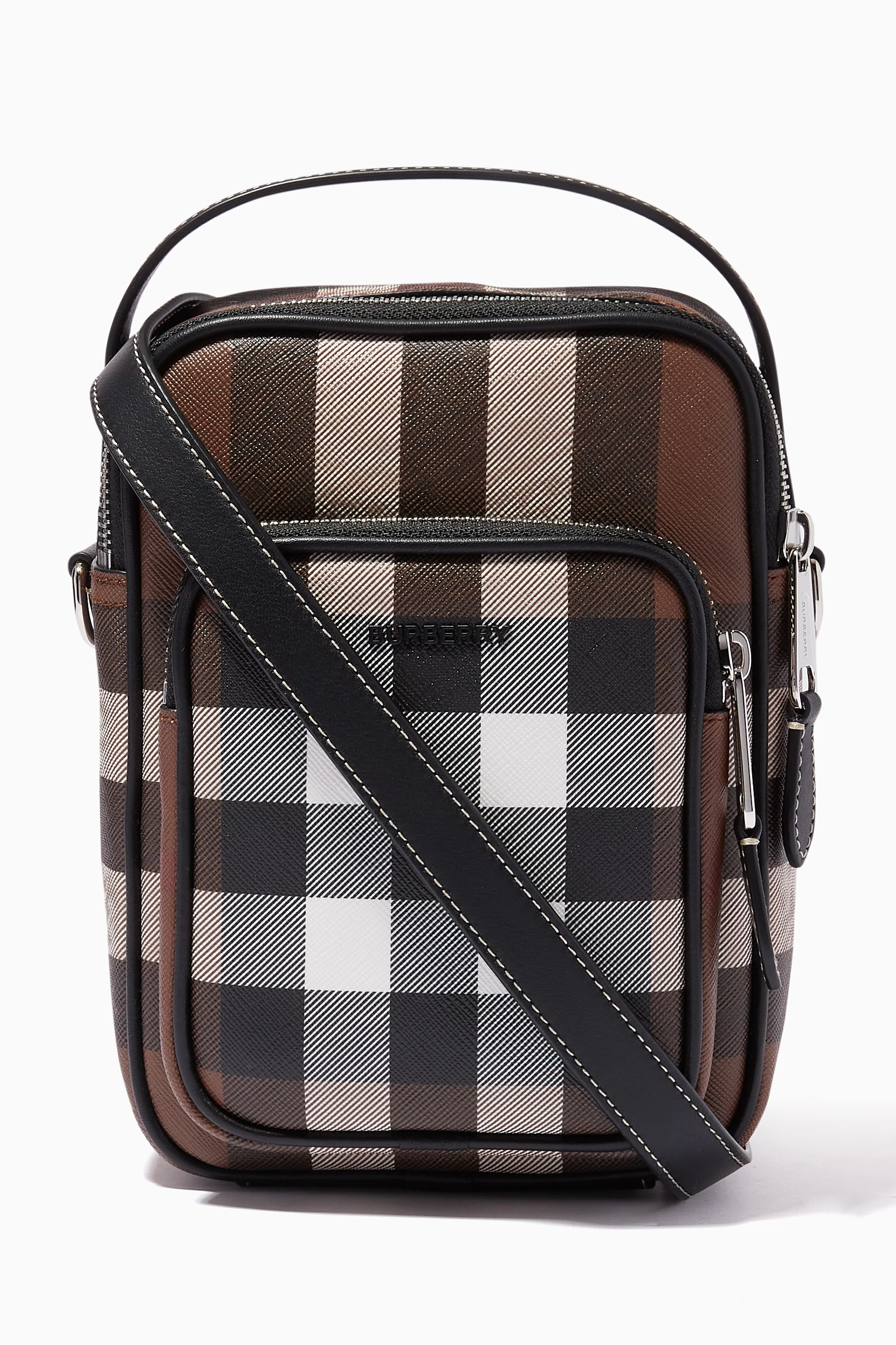Buy Burberry Brown Wyatt Giant Checked Crossbody Bag in Canvas for Men in UAE Ounass