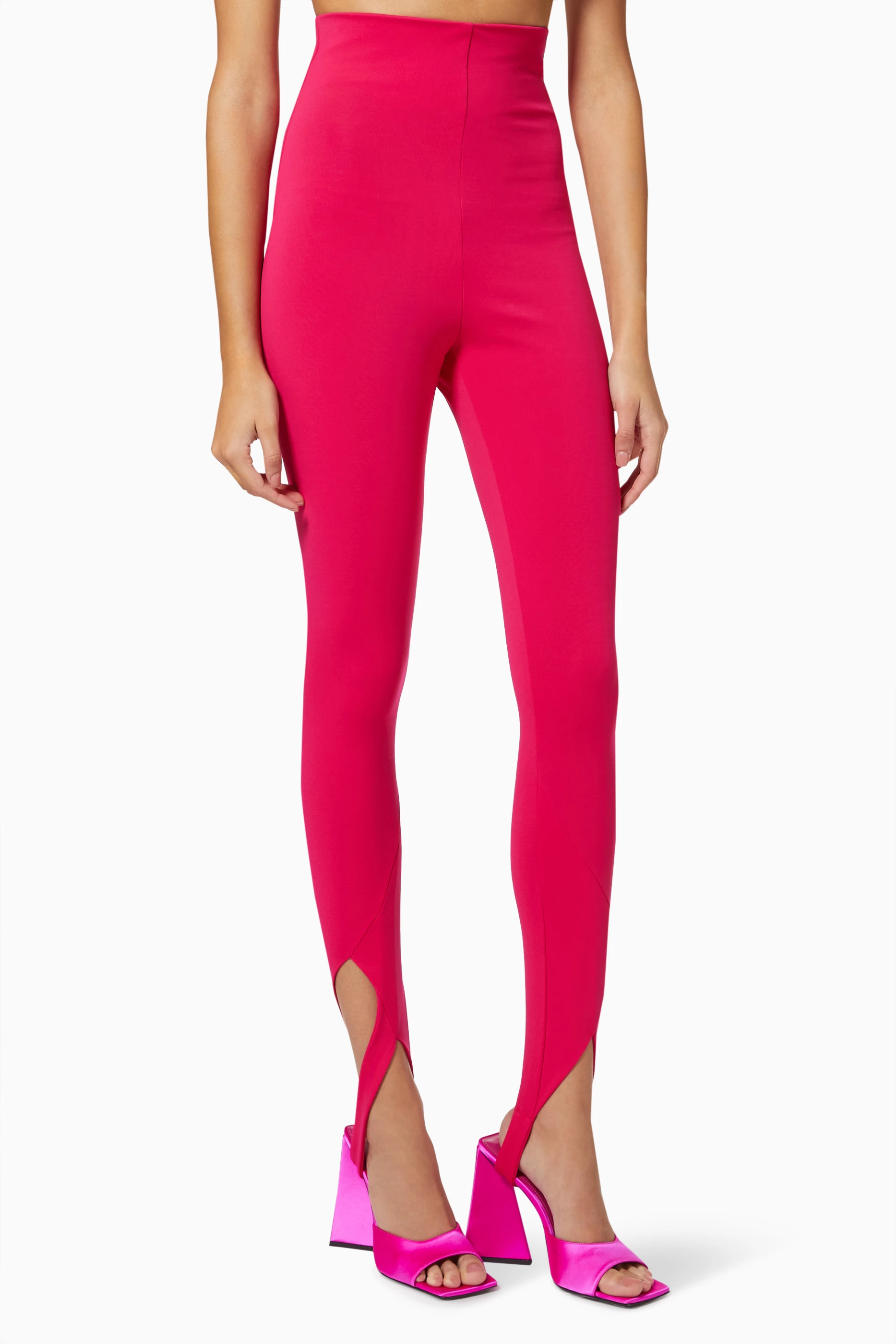 Buy The Attico Pink Jamie Stirrup Leggings in Milano Stitch Jersey