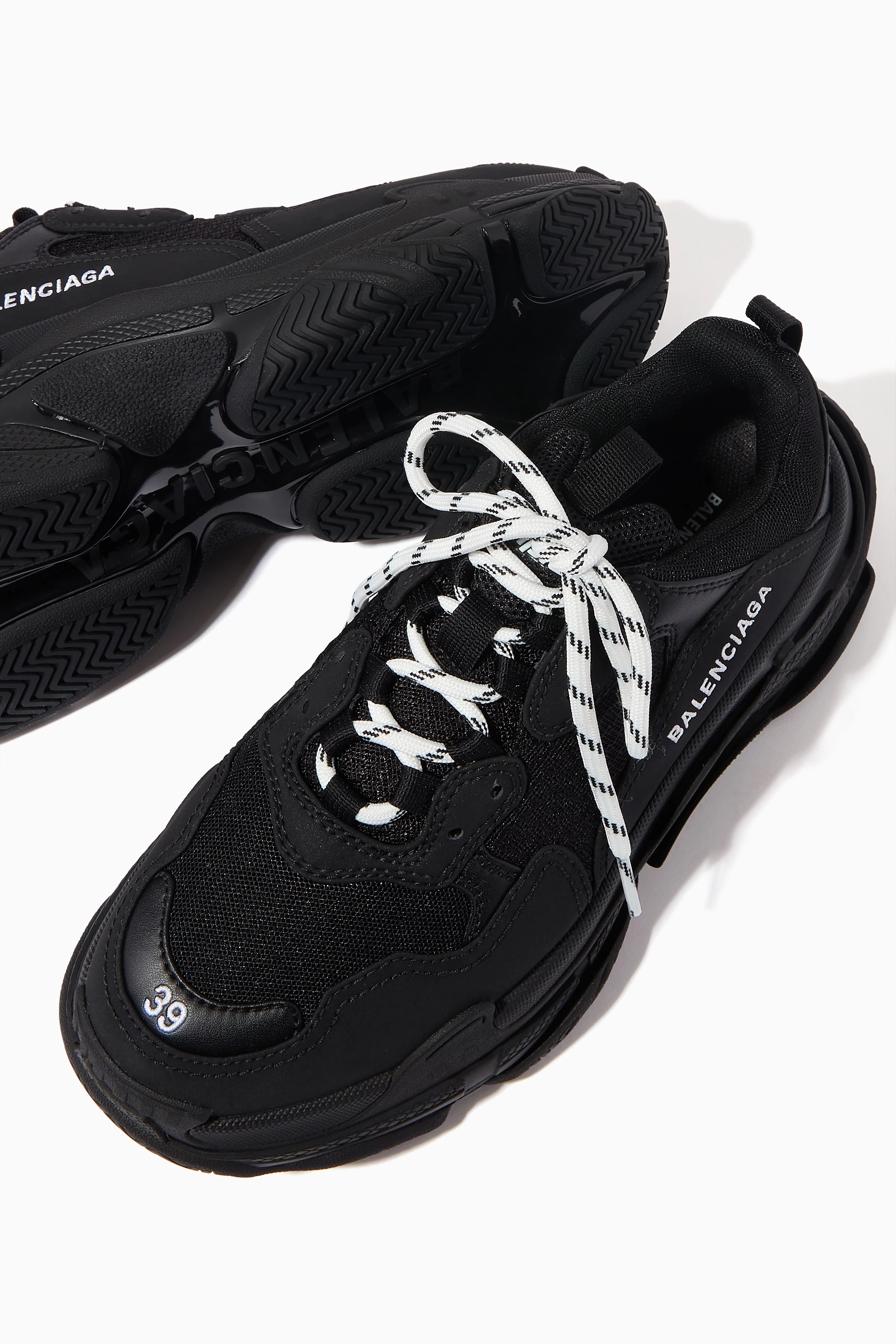 Buy Balenciaga Black Triple S Sneakers in Leather Mesh for Women