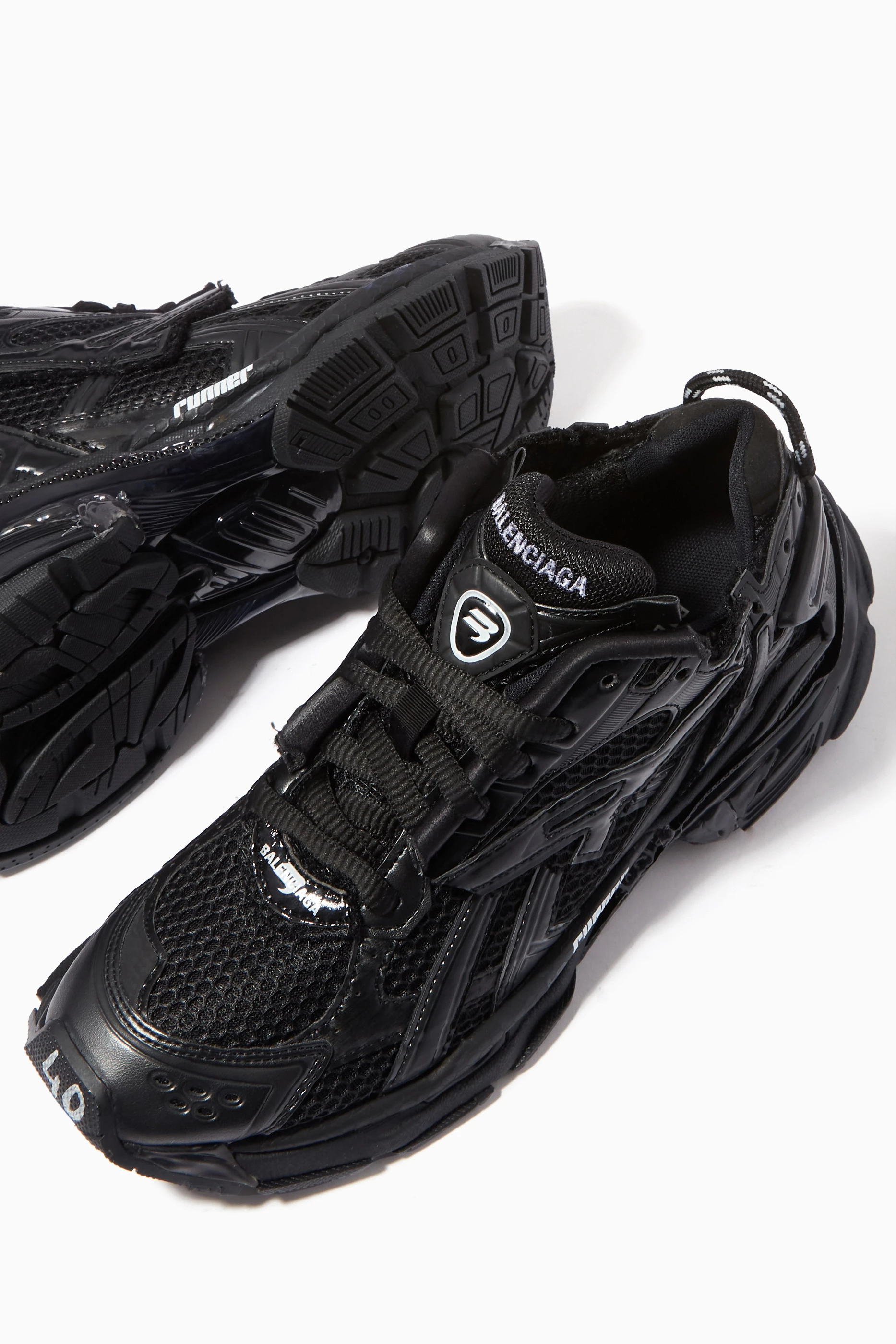 Buy Balenciaga Black Runner Sneakers in Mesh Nylon for Men in