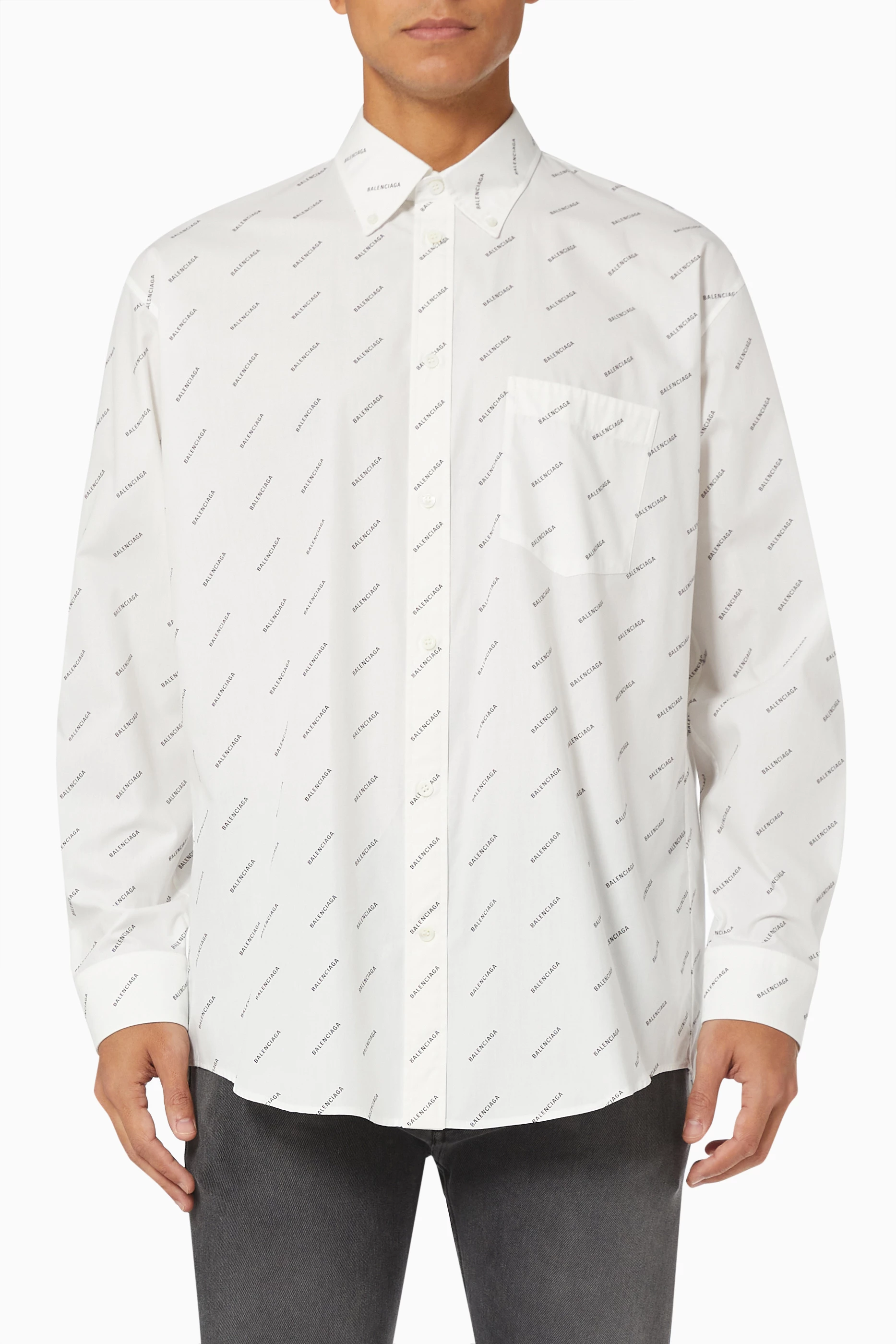 Balenciaga logo dress shirt discount