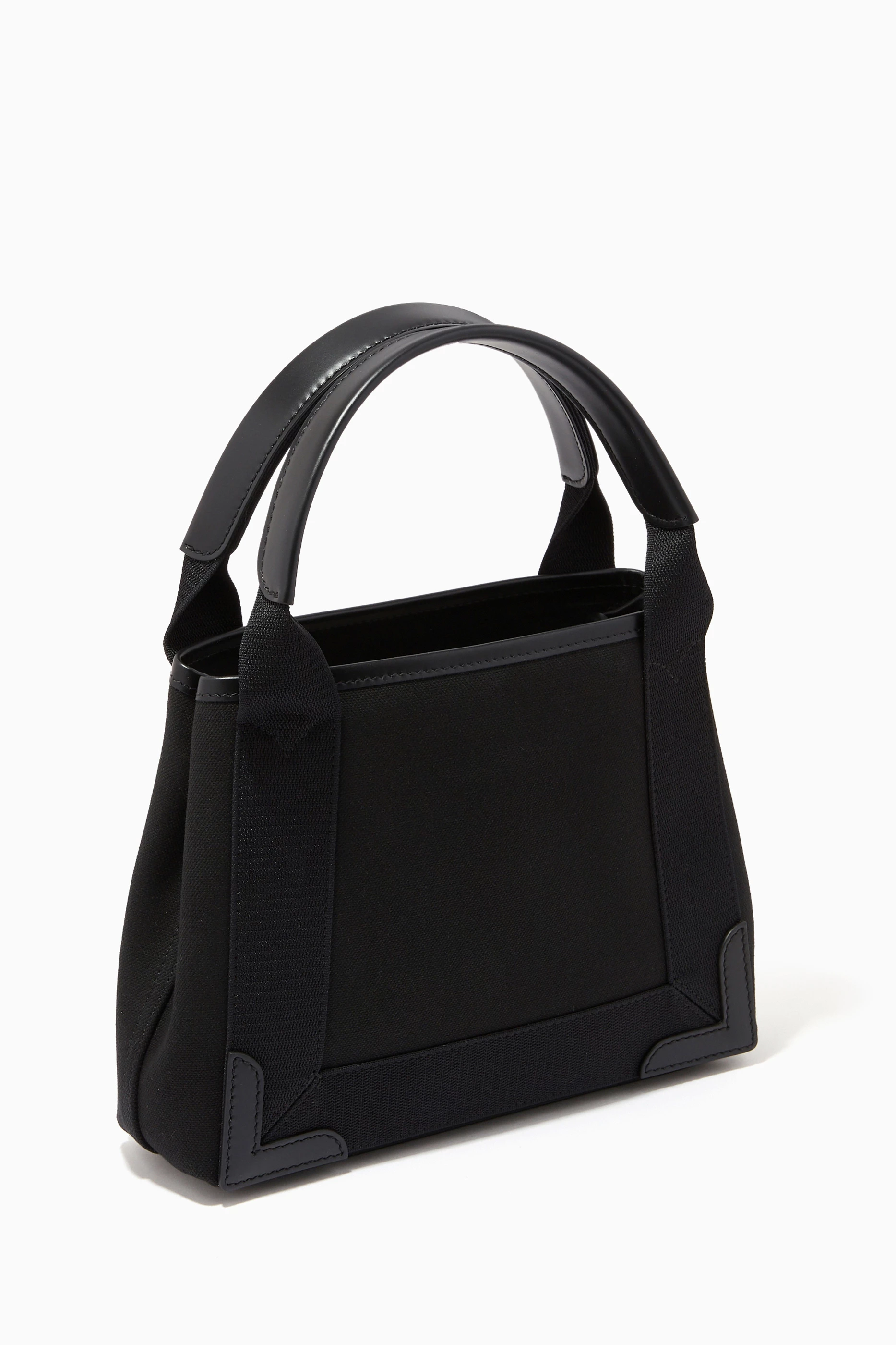 Buy Balenciaga Black Navy Cabas XS Bag in Organic Cotton Canvas