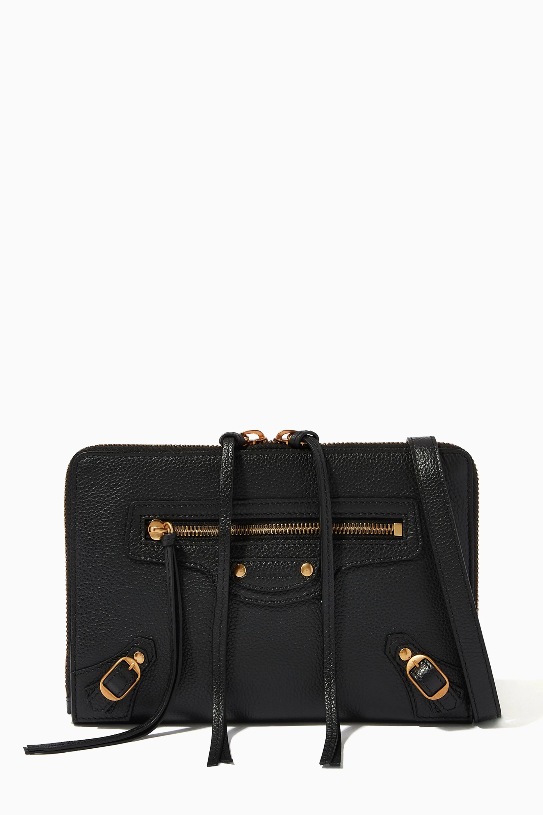 Buy Balenciaga Black Neo Classic Small Pouch with Strap in Leather for Women in UAE Ounass