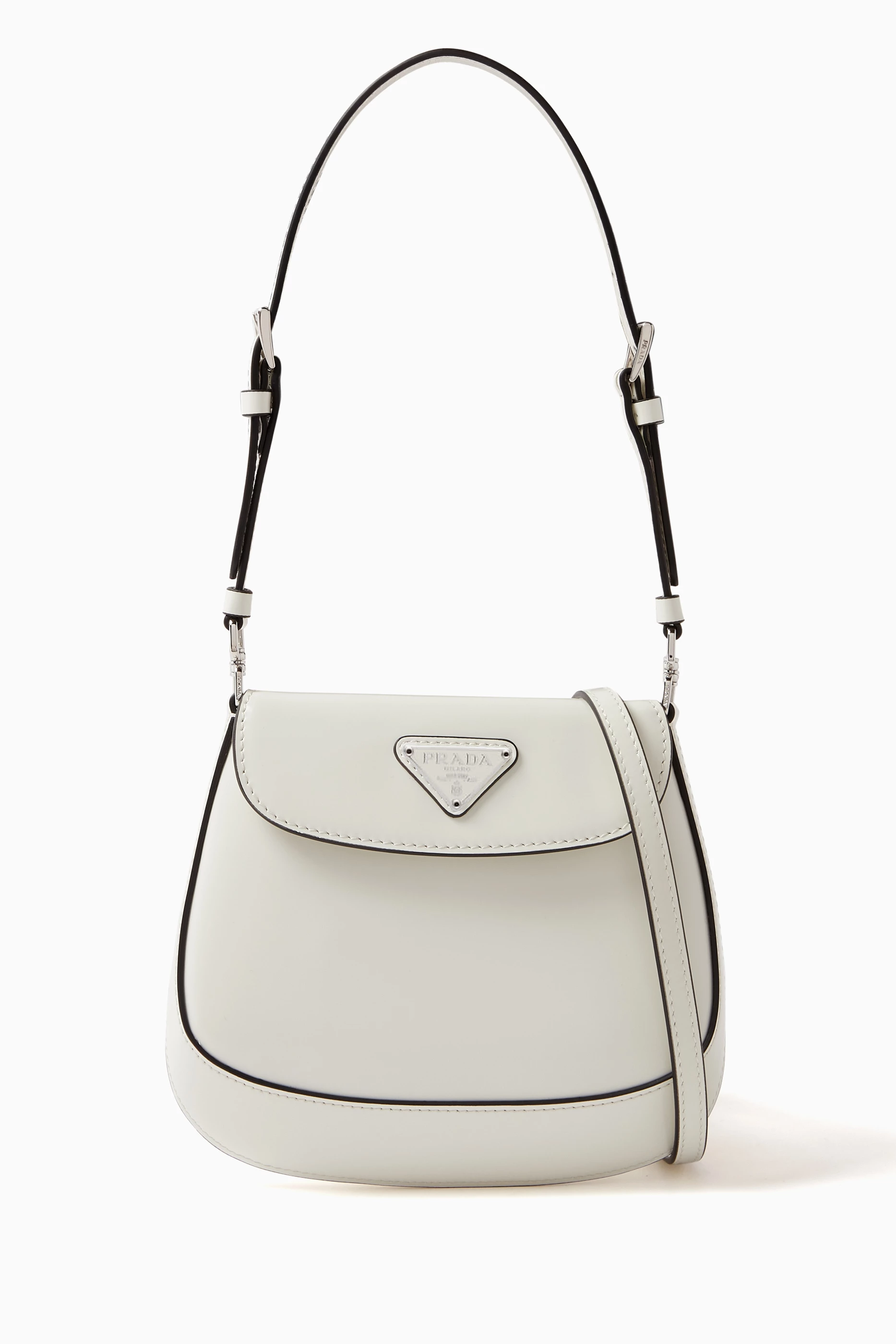 Buy Prada White Cleo Mini Bag in Brushed Leather for WOMEN in