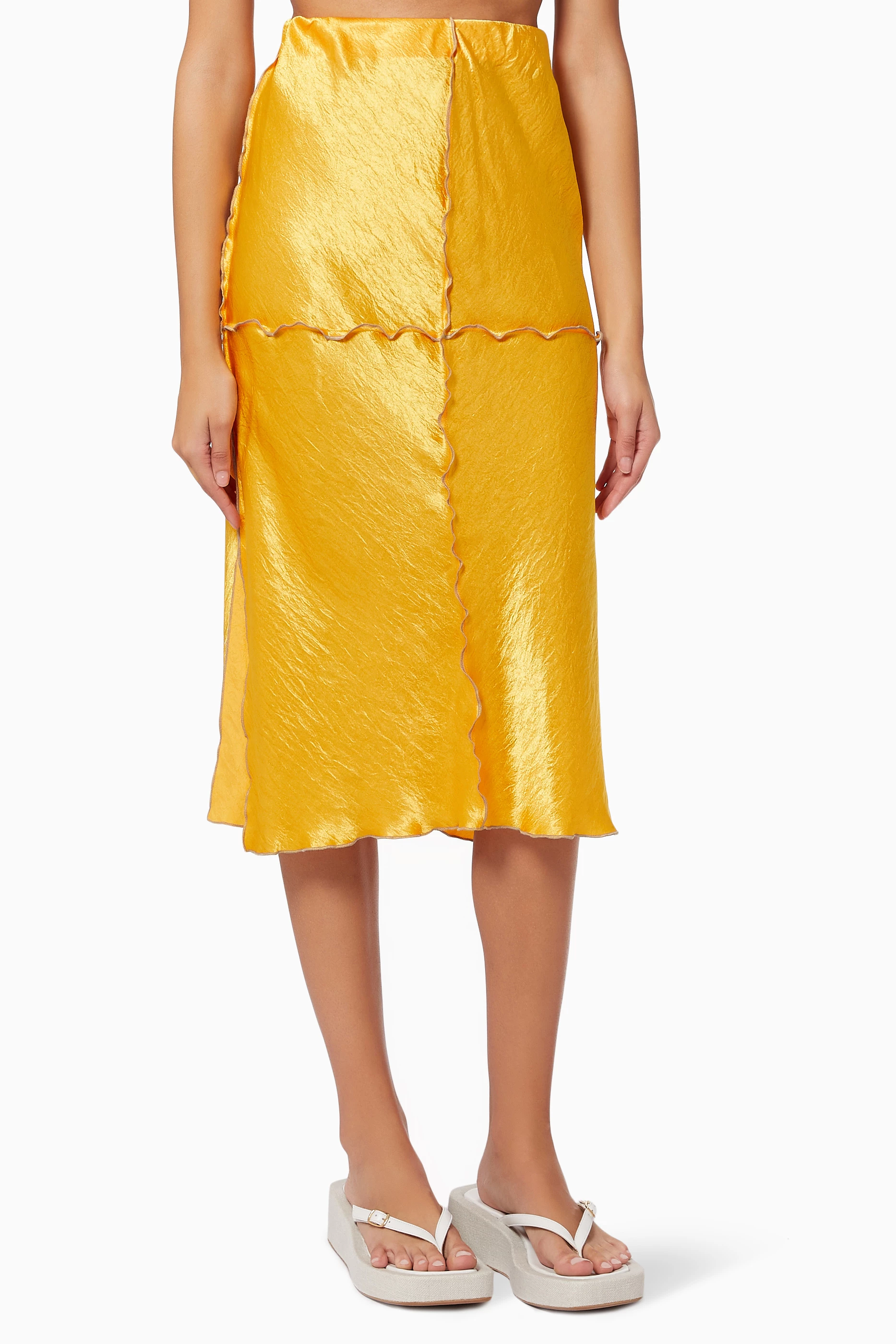 Orange sales skirt satin