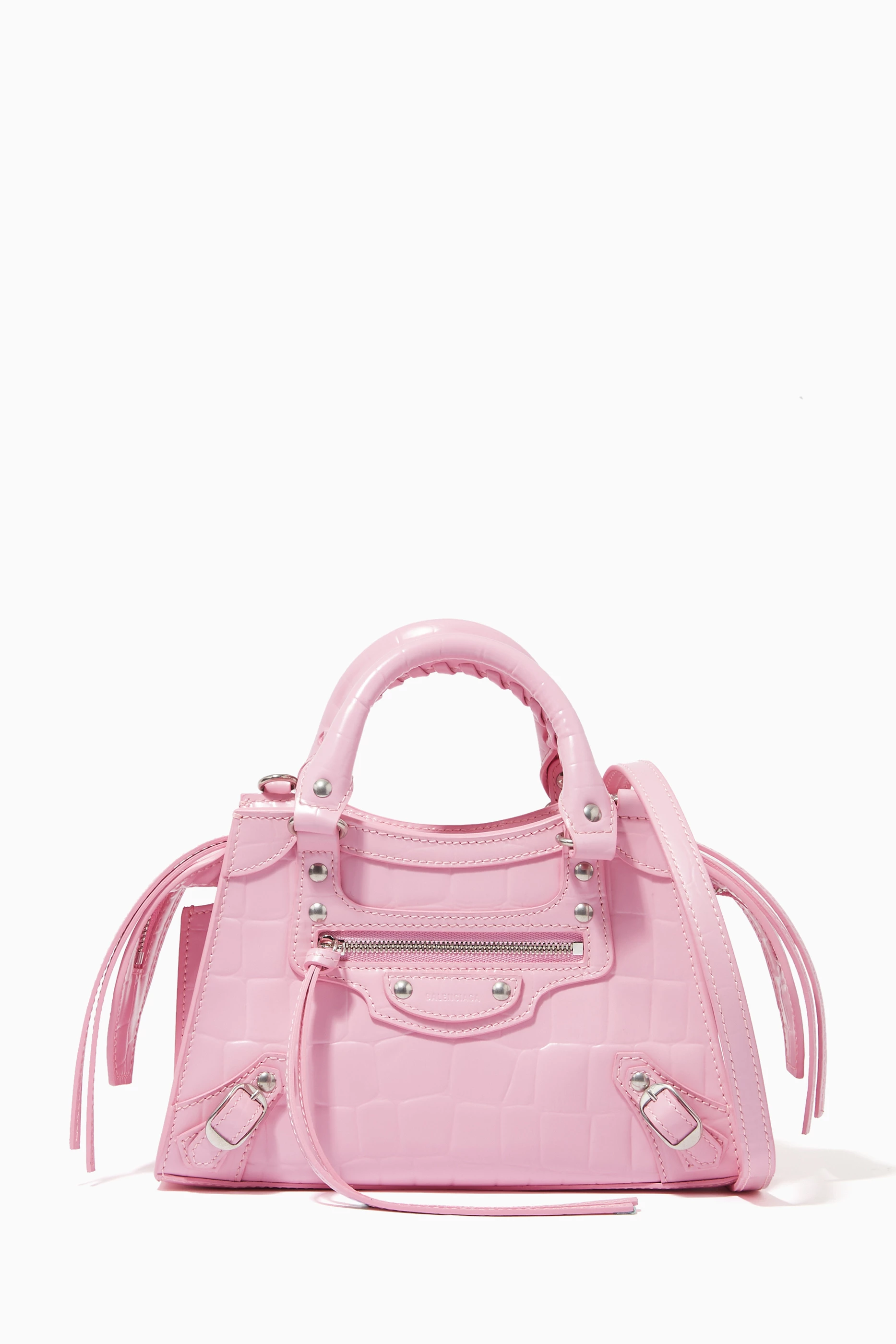 Buy Balenciaga Pink Neo Classic Mini Top Handle Bag in Shiny