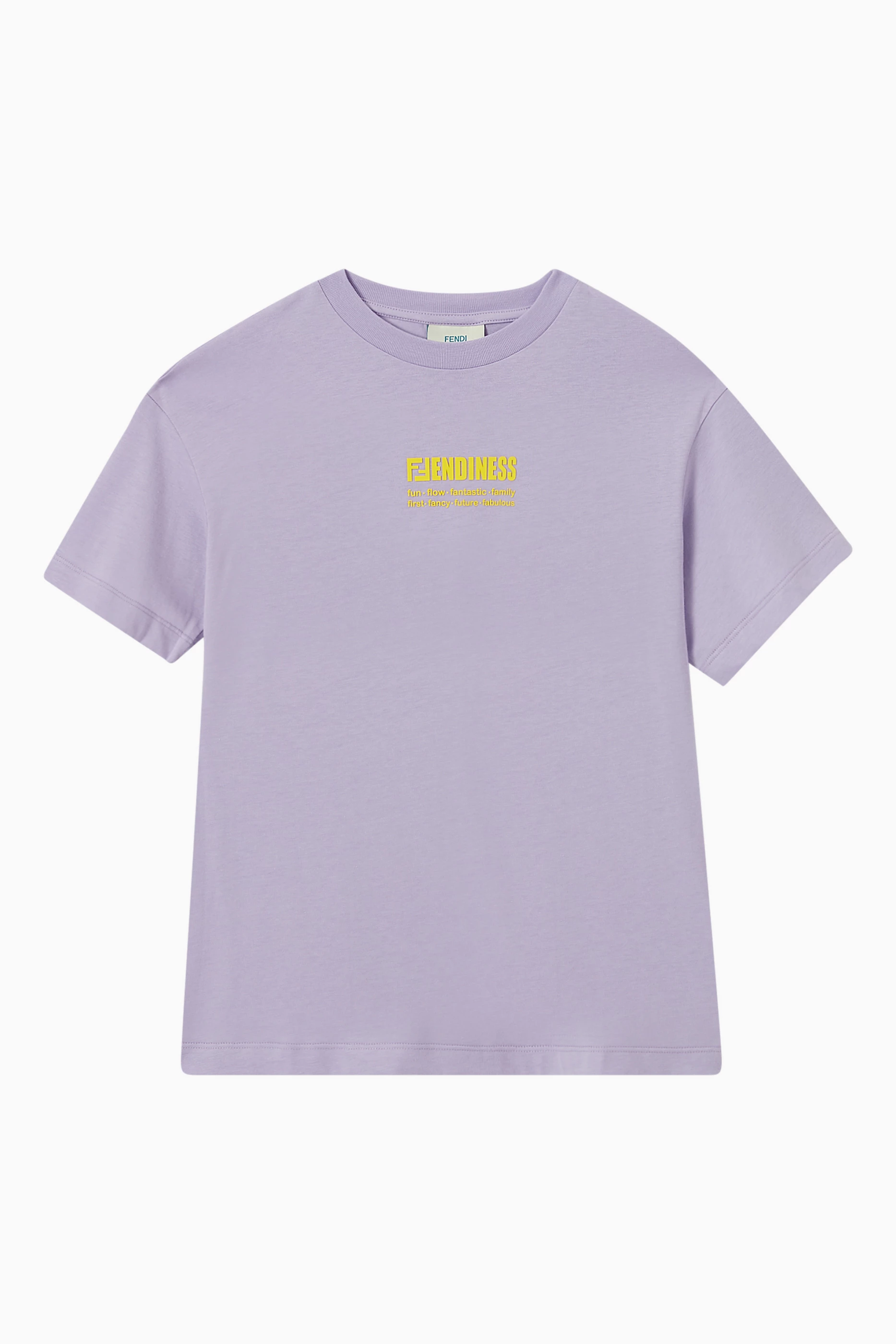 Buy Fendi Purple Fendiness Print T shirt in Cotton for Girls in UAE Ounass