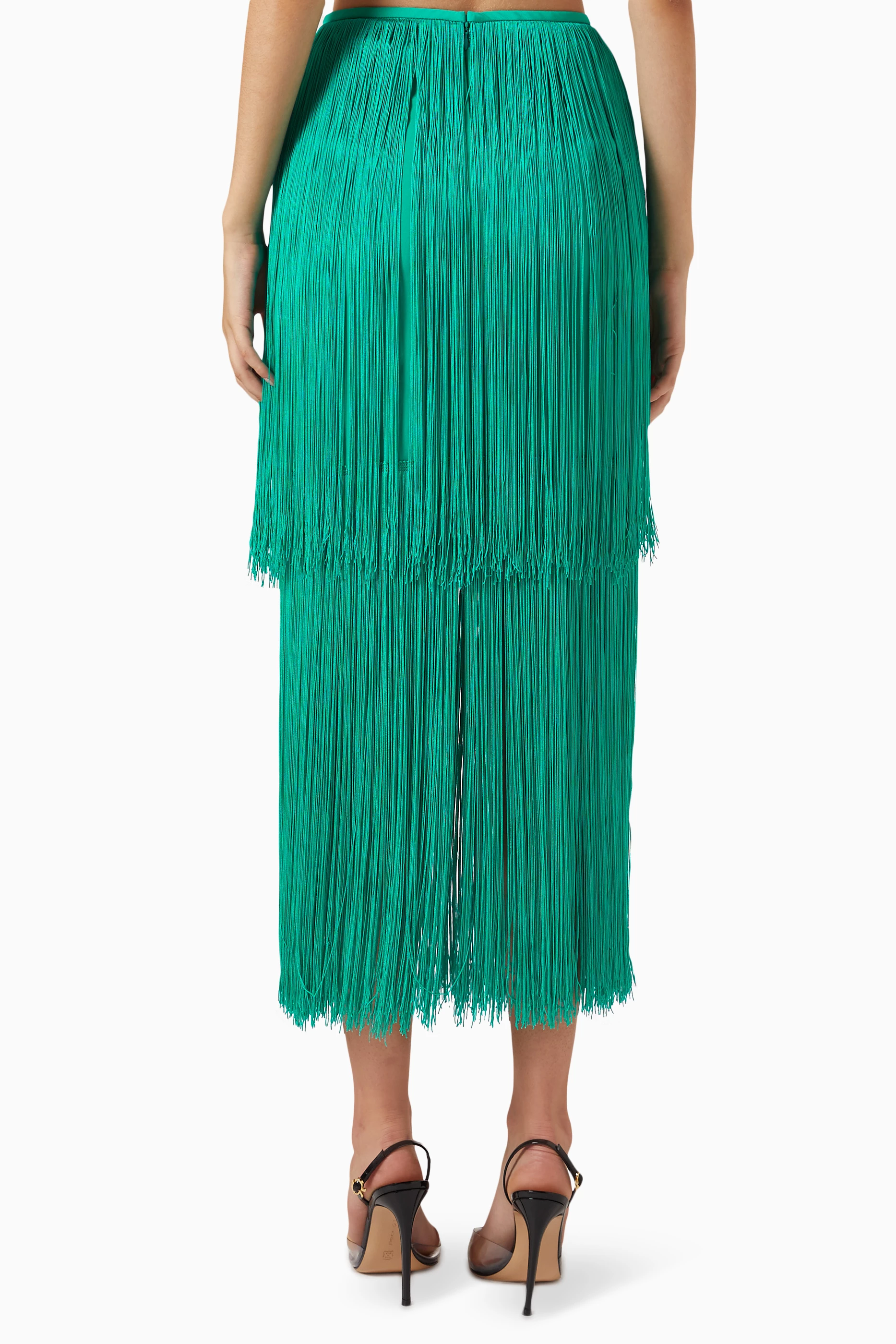 Fringe skirt best sale green