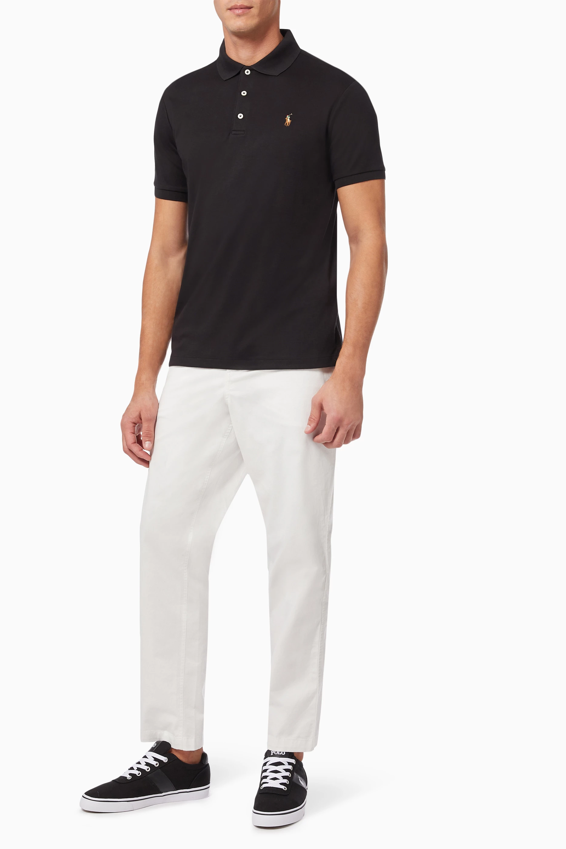 Buy Polo Ralph Lauren Black Custom Slim Fit Polo Shirt in Cotton
