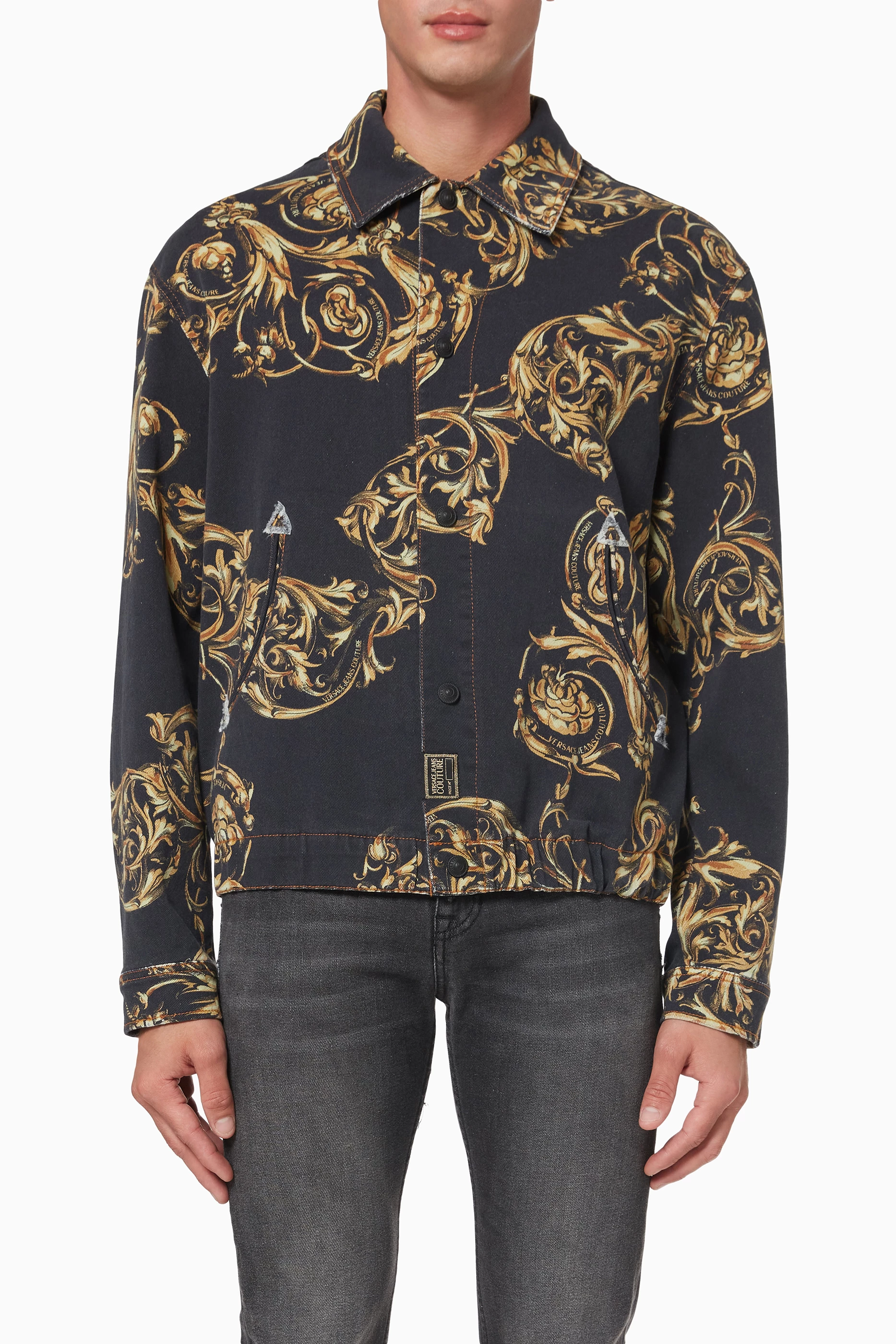 Versace black denim best sale jacket