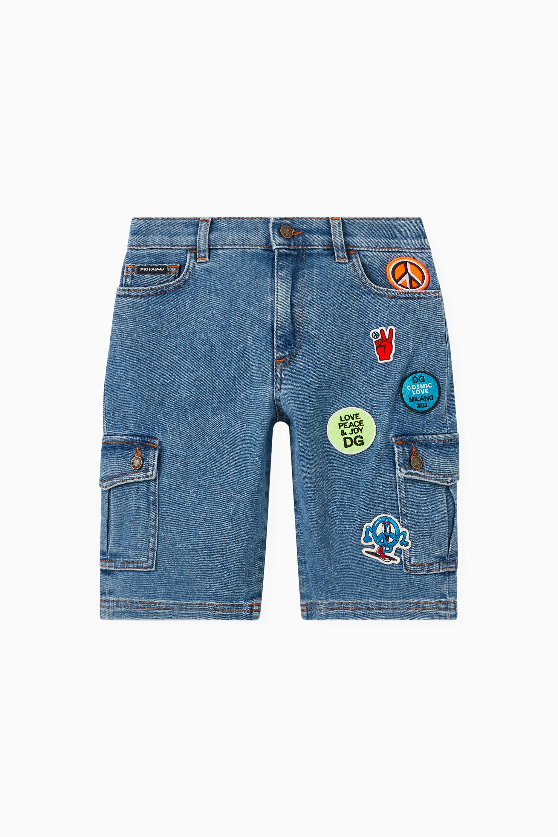 Buy Dolce Gabbana Blue Patch Denim Shorts for Boys in UAE Ounass