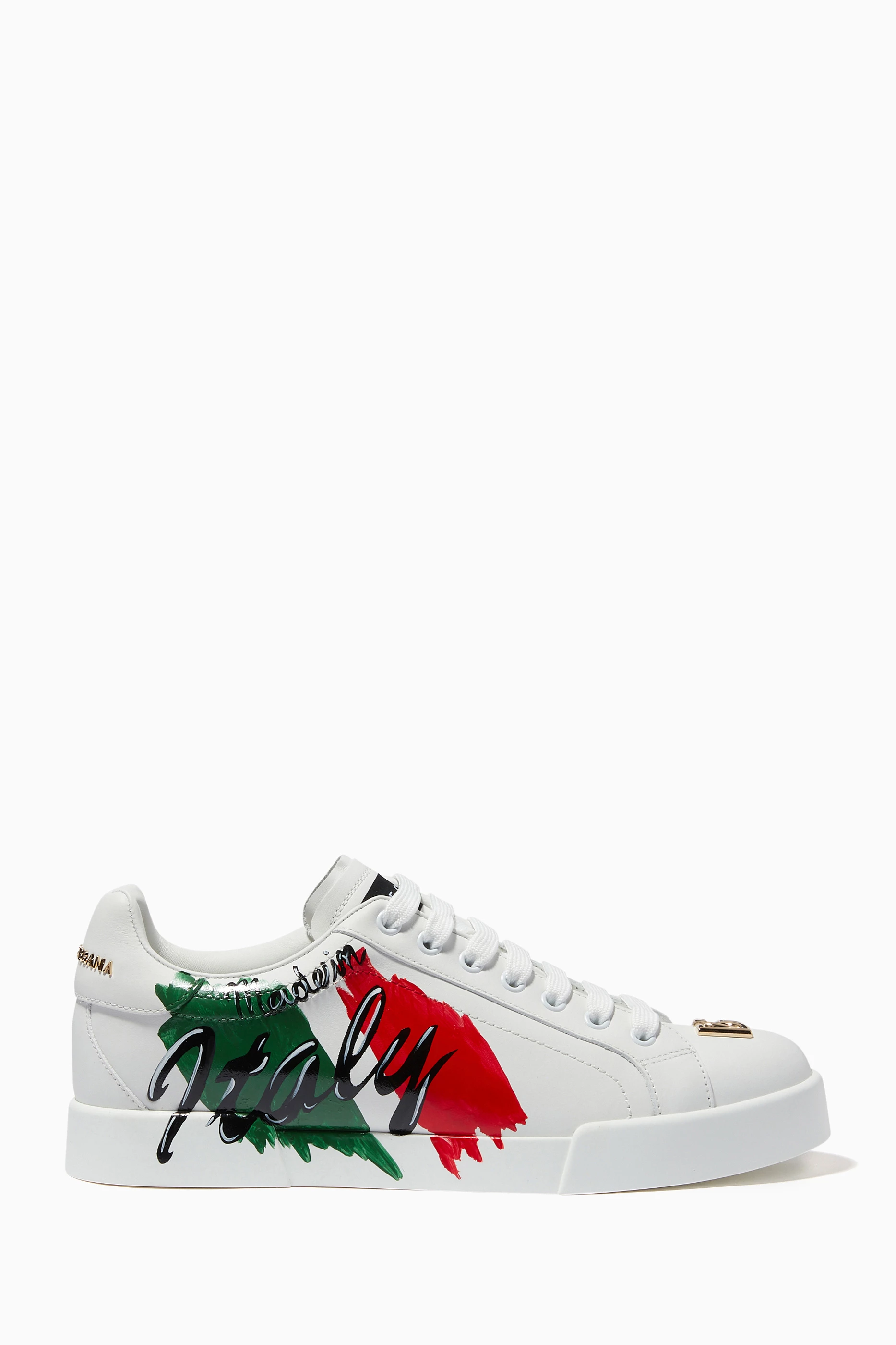 Buy Dolce Gabbana White Italian Flag Sneakers in Leather for Women in UAE Ounass