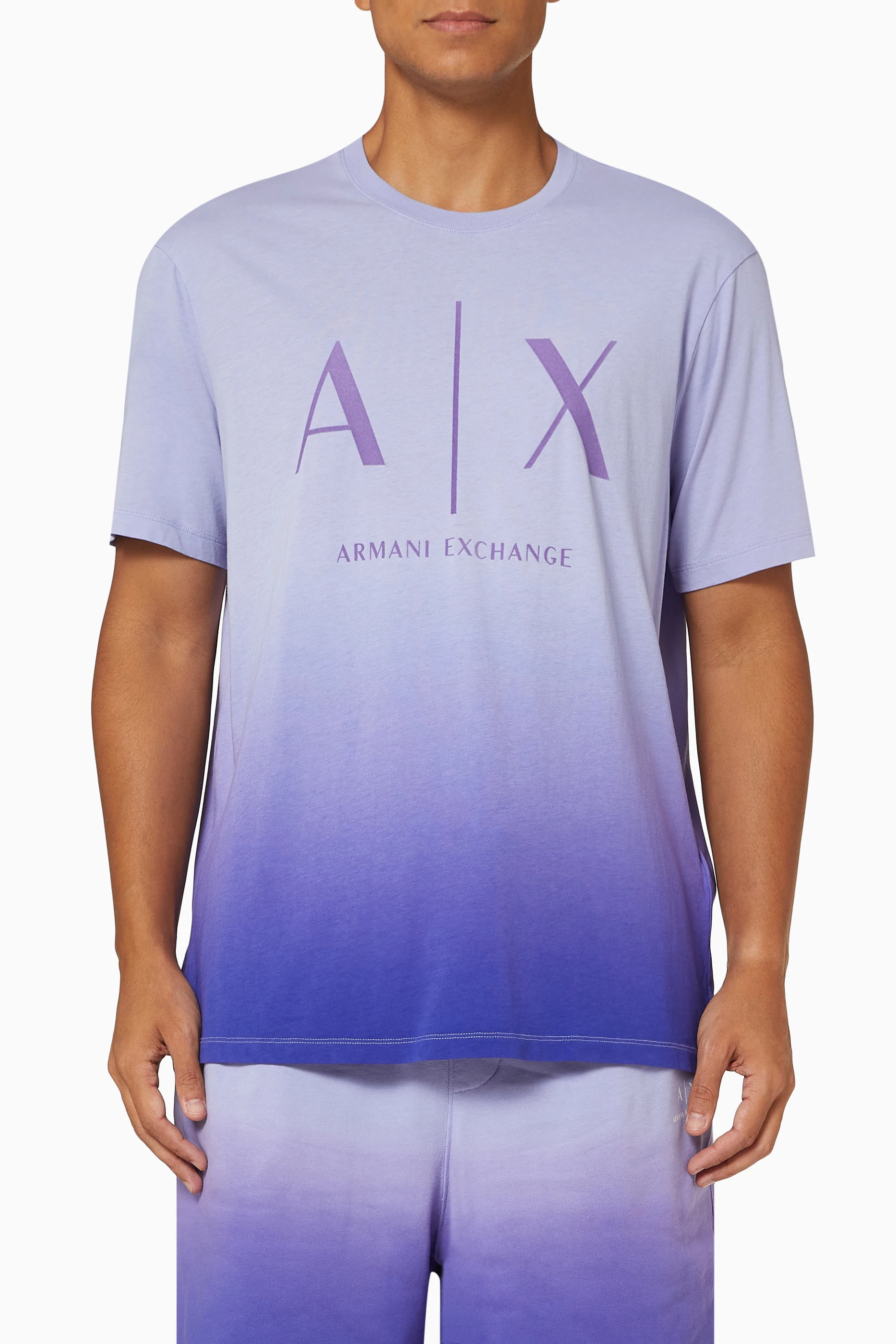 Purple armani exchange t shirt shop