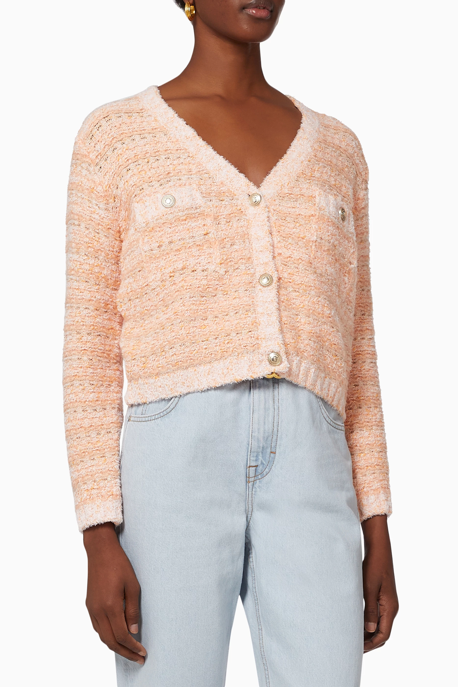 Buy Maje Orange Fancy Knit Cardigan for Women in UAE Ounass