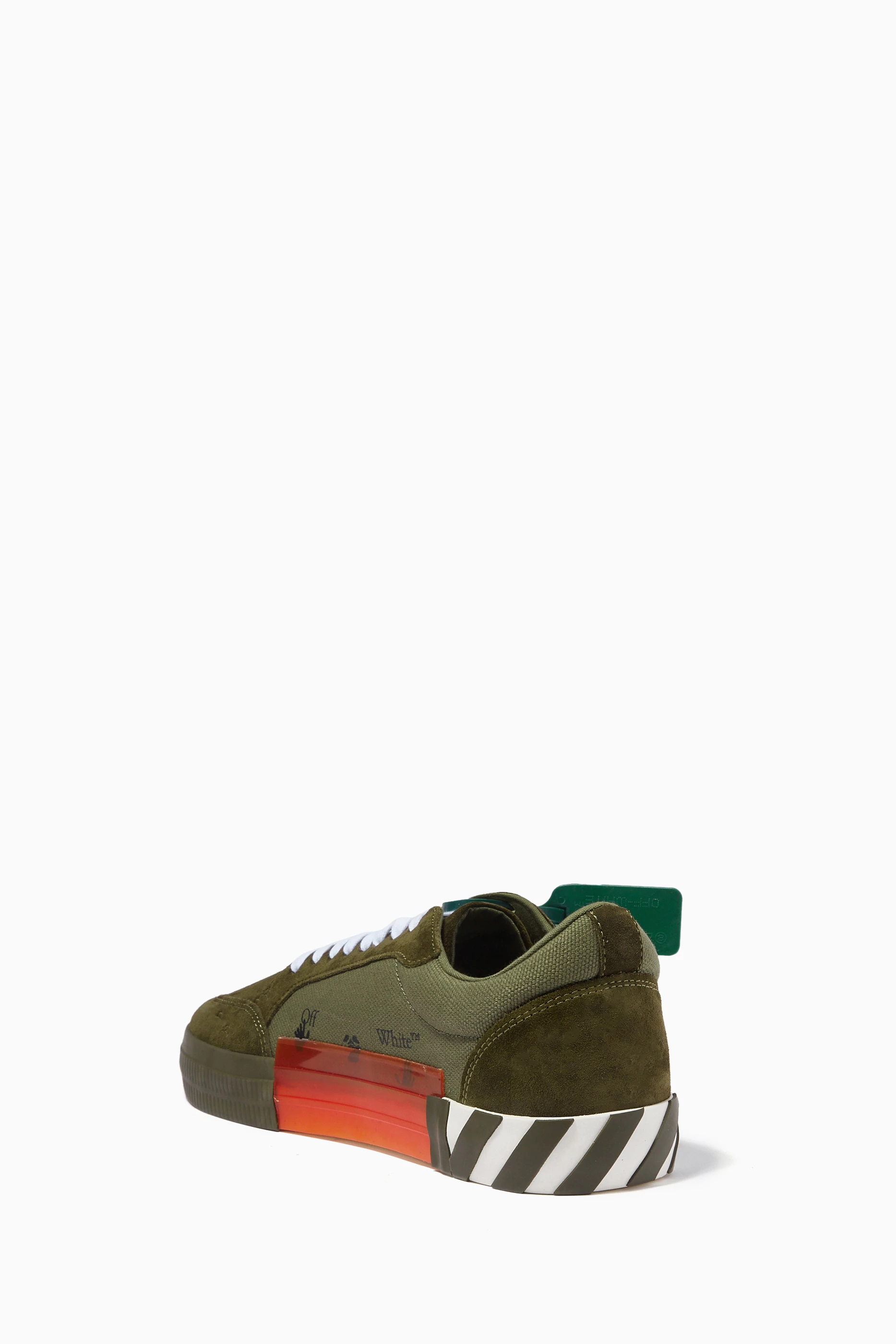 Buy Off White Green Low Vulcanized Sneakers in Suede Canvas for