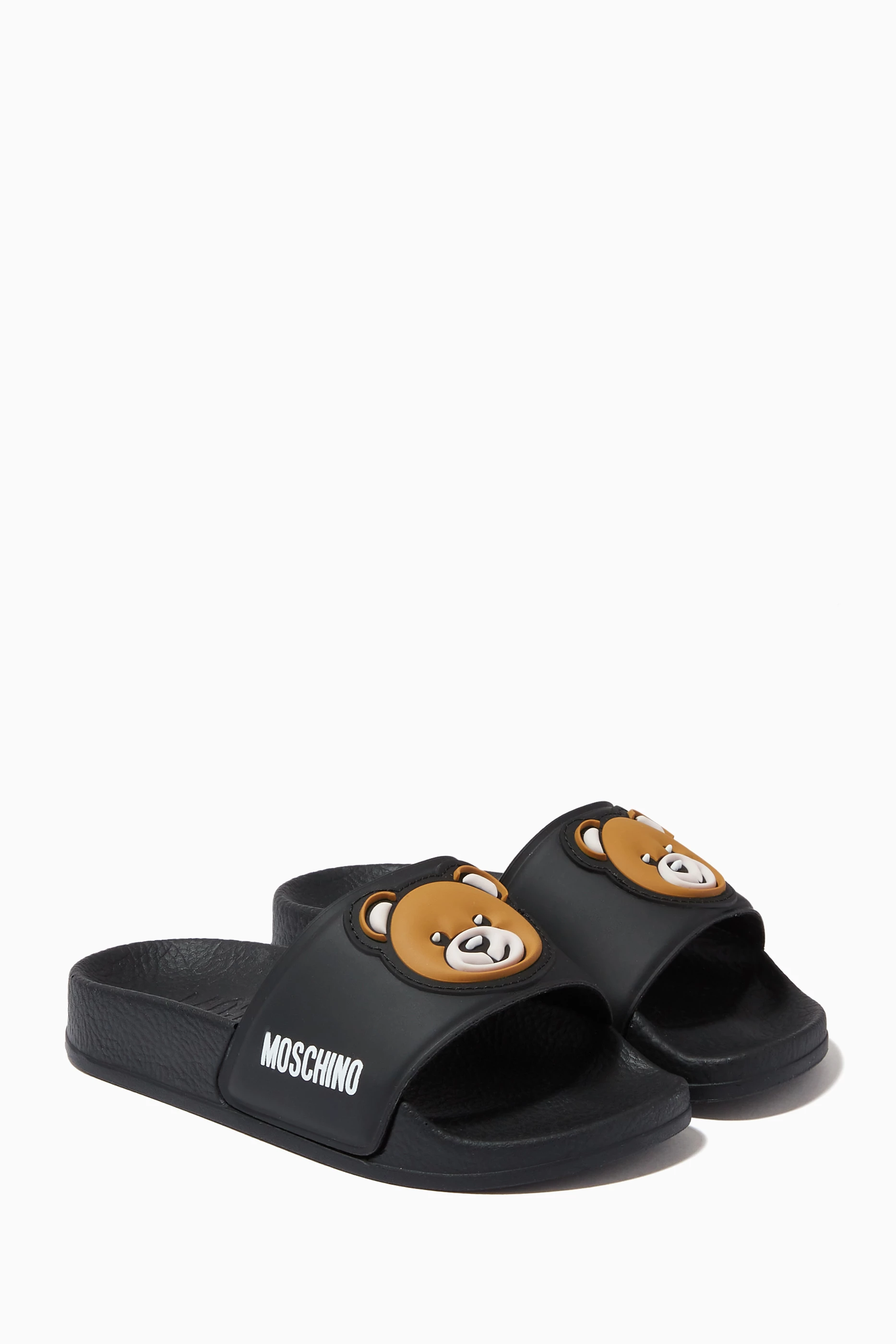 Black moschino best sale slides