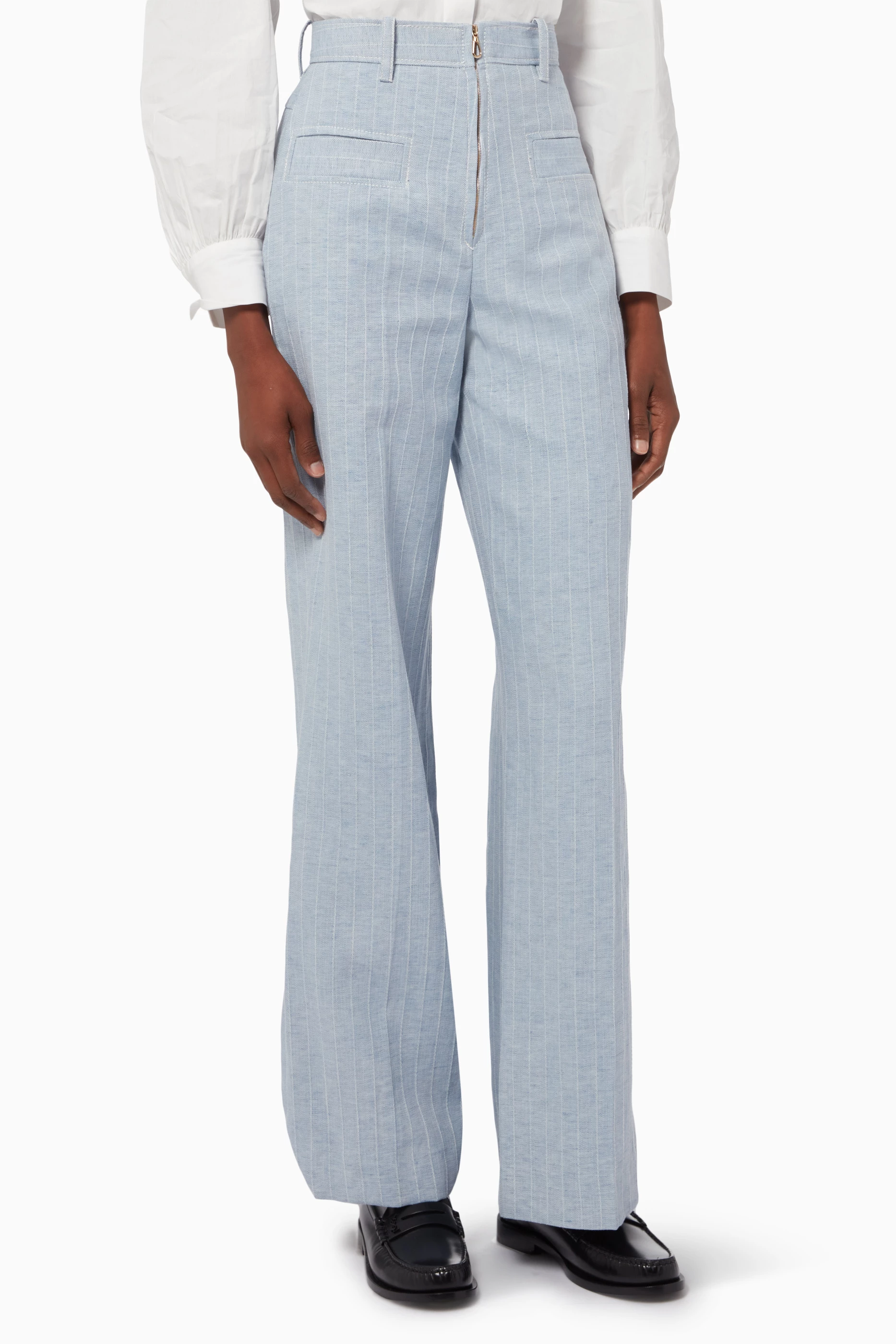 Light blue pinstripe best sale pants