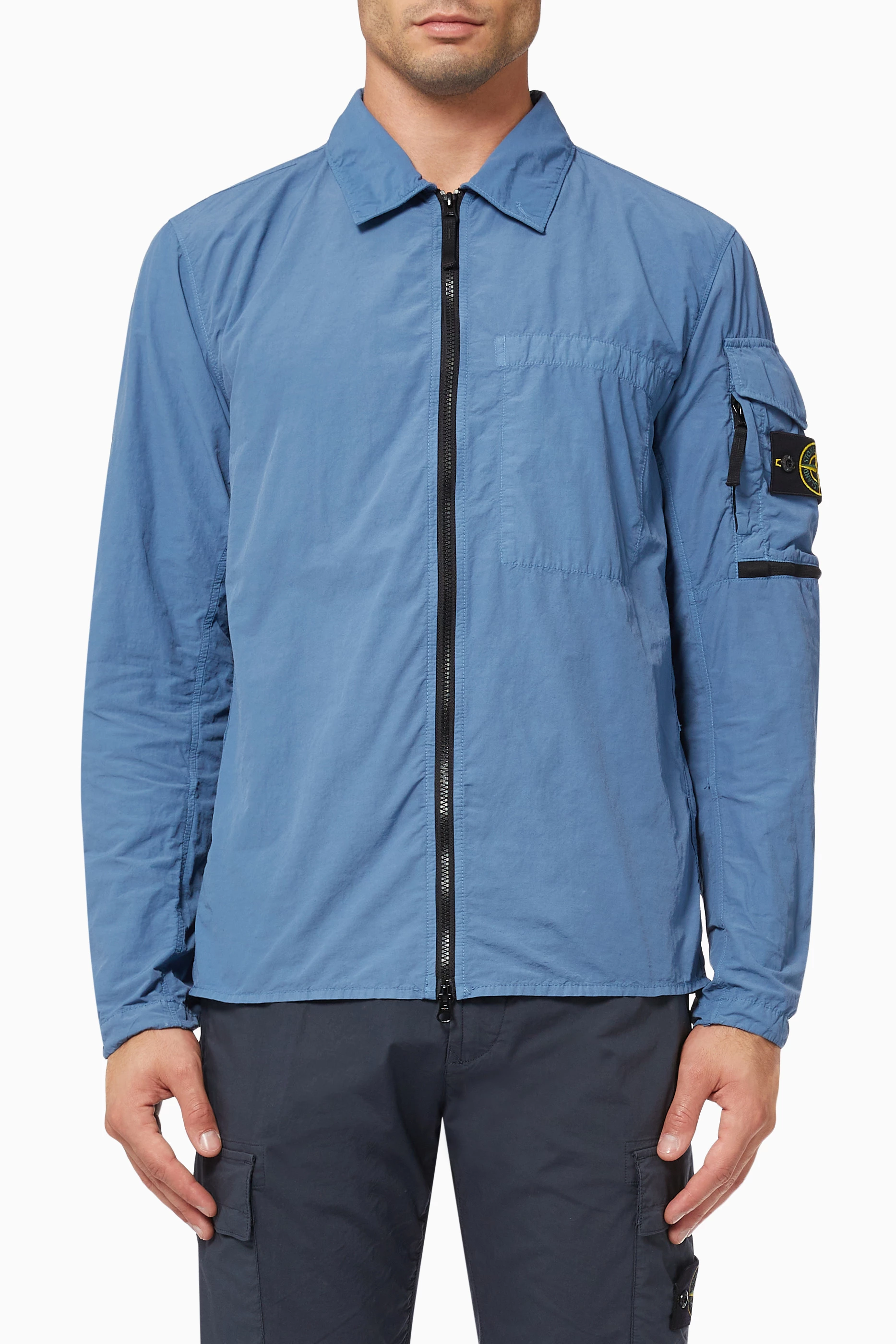 Light blue stone island overshirt sales