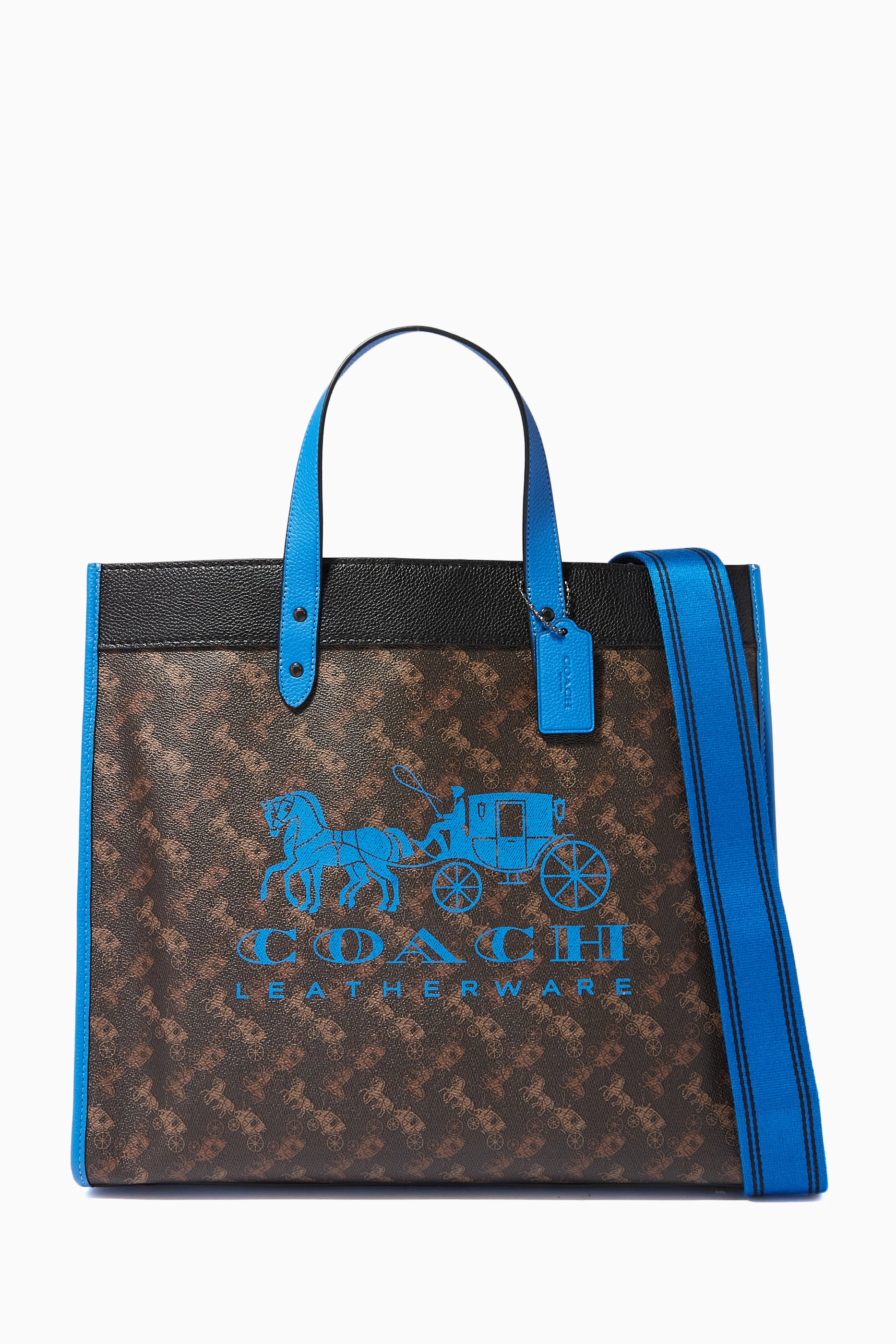 Buy Coach Blue Field Tote 40 with Horse Carriage Print in