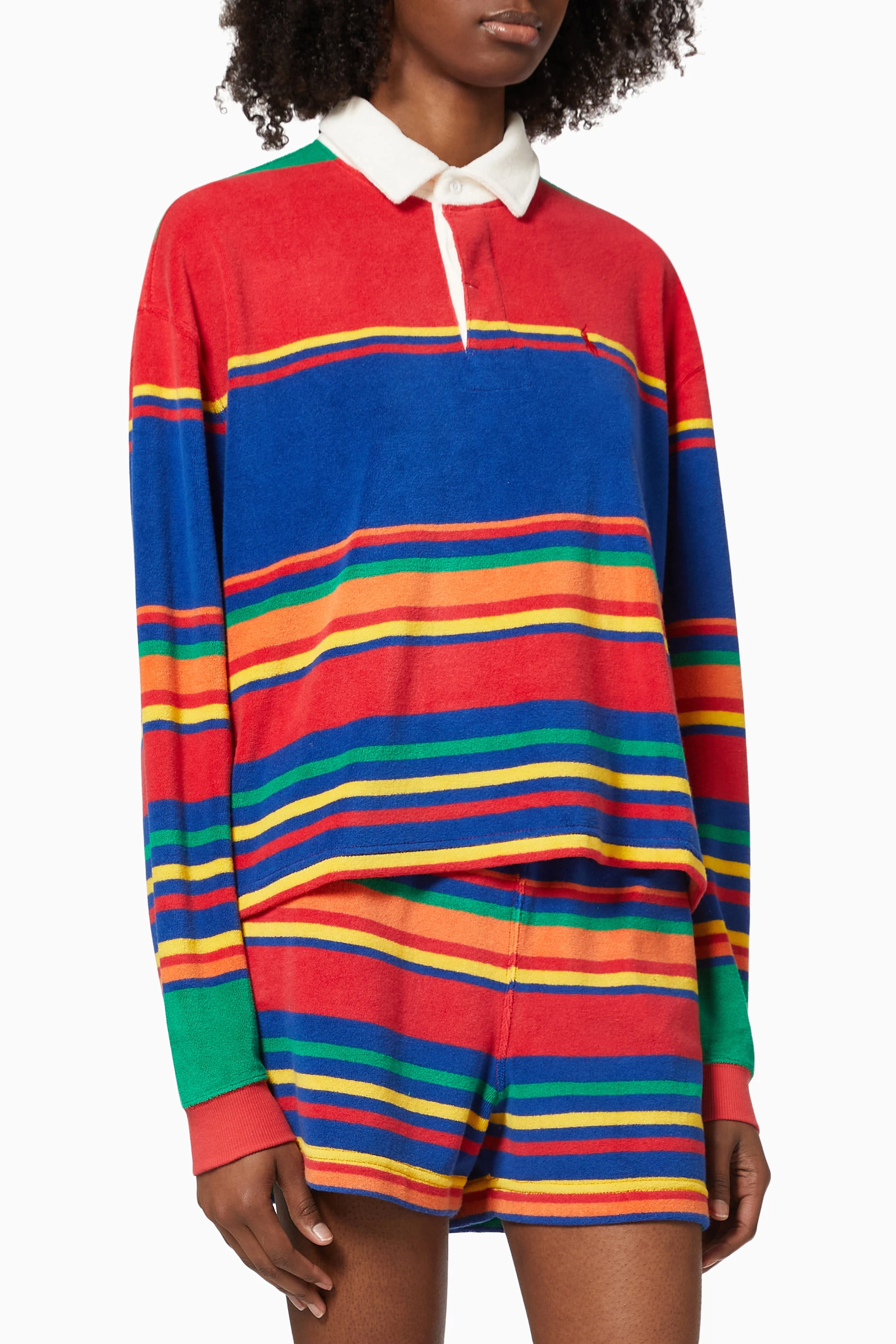 Buy Polo Ralph Lauren Multicolour Striped Oversized Rugby Shirt in French Terry for Women in UAE Ounass