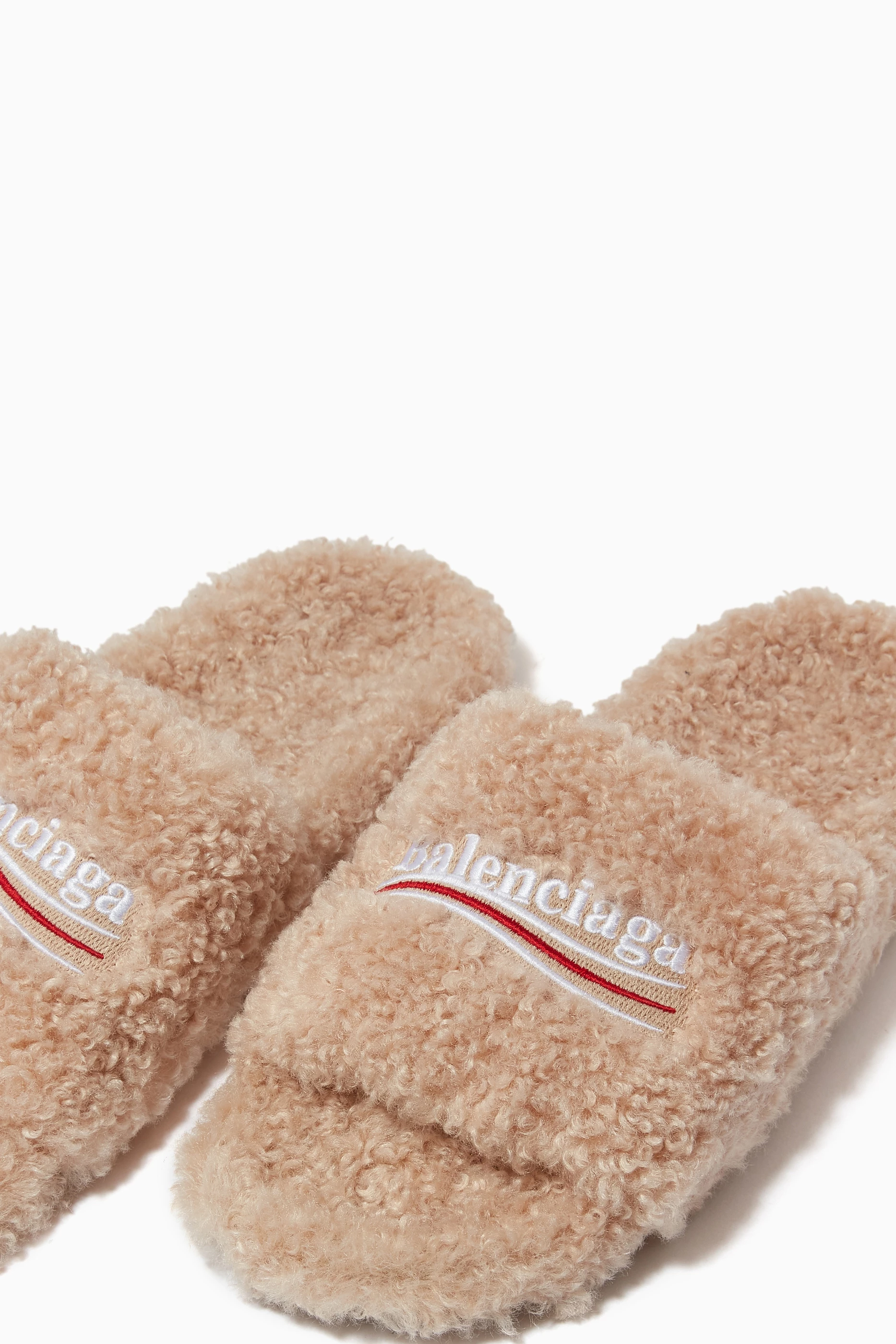 Balenciaga fuzzy slippers on sale