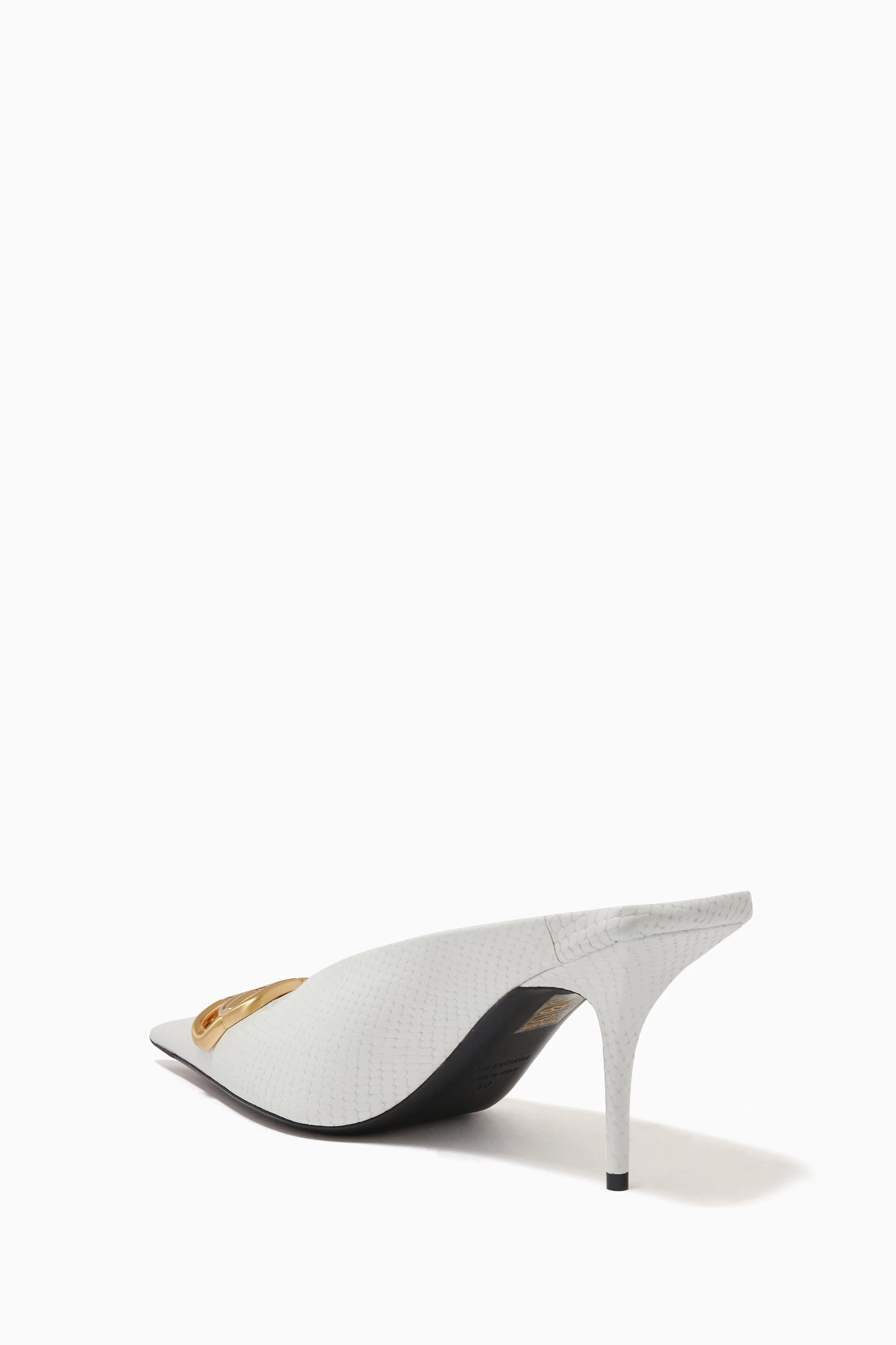 Buy Balenciaga White BB Square Knife Pumps in Python Embossed