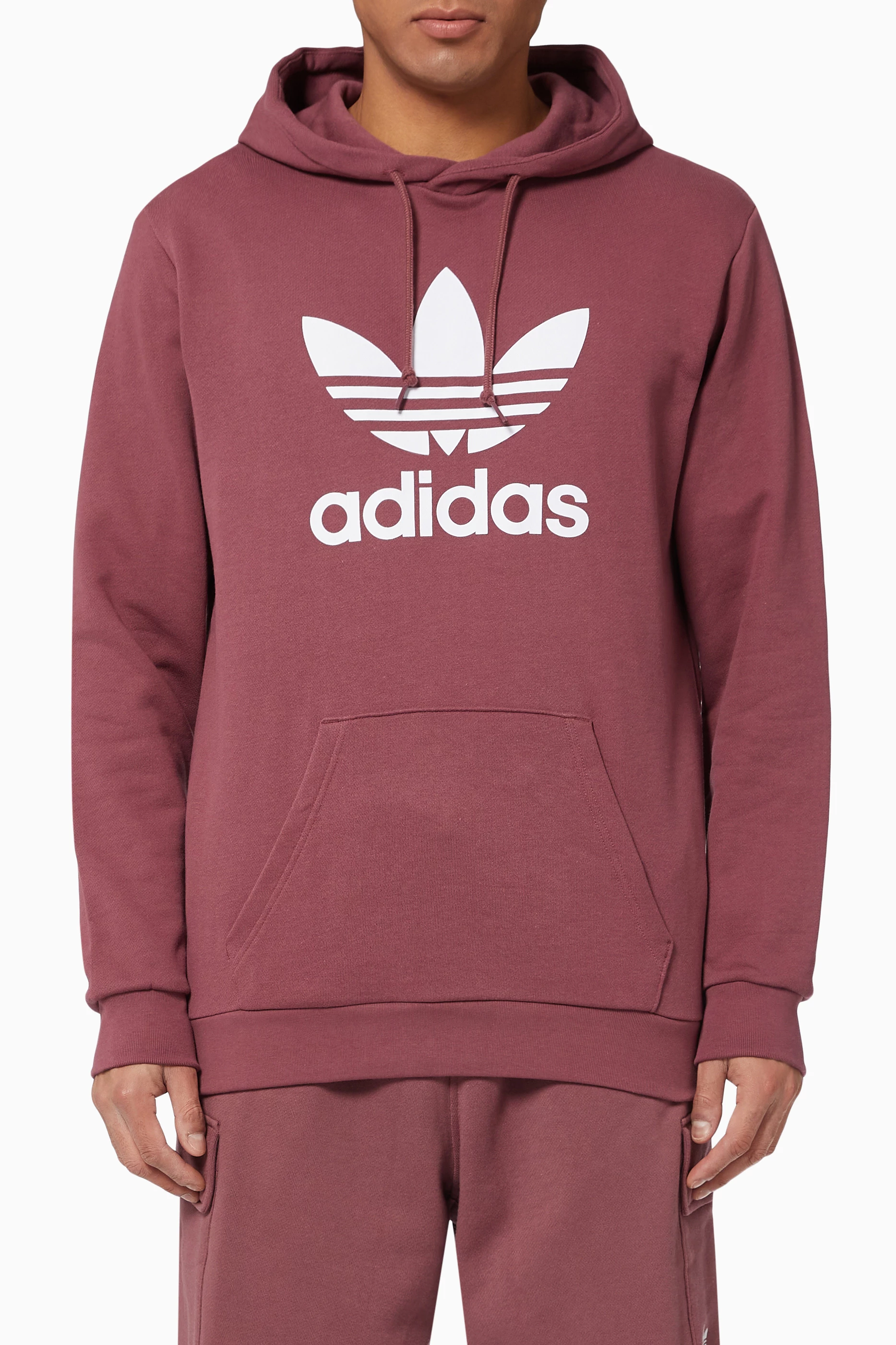 Adidas women's trefoil hoodie burgundy best sale
