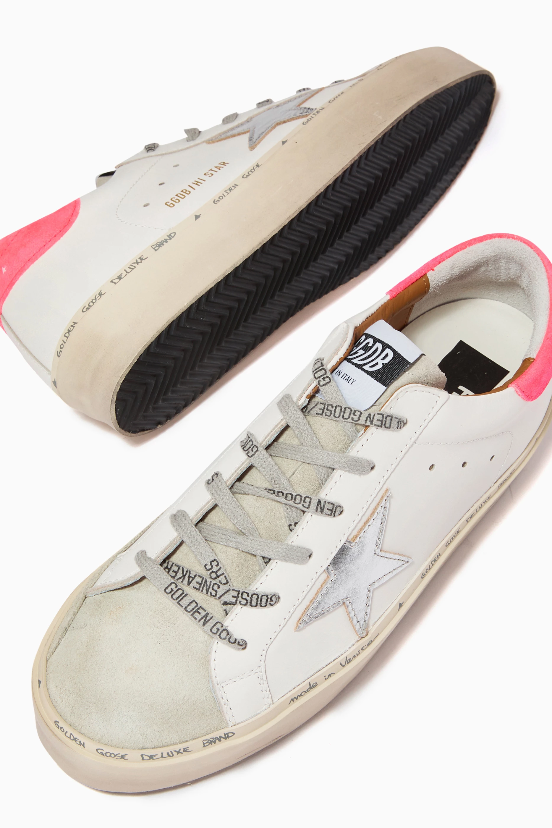 Hi star sneakers in smooth leather sale and suede with glitter heel tab