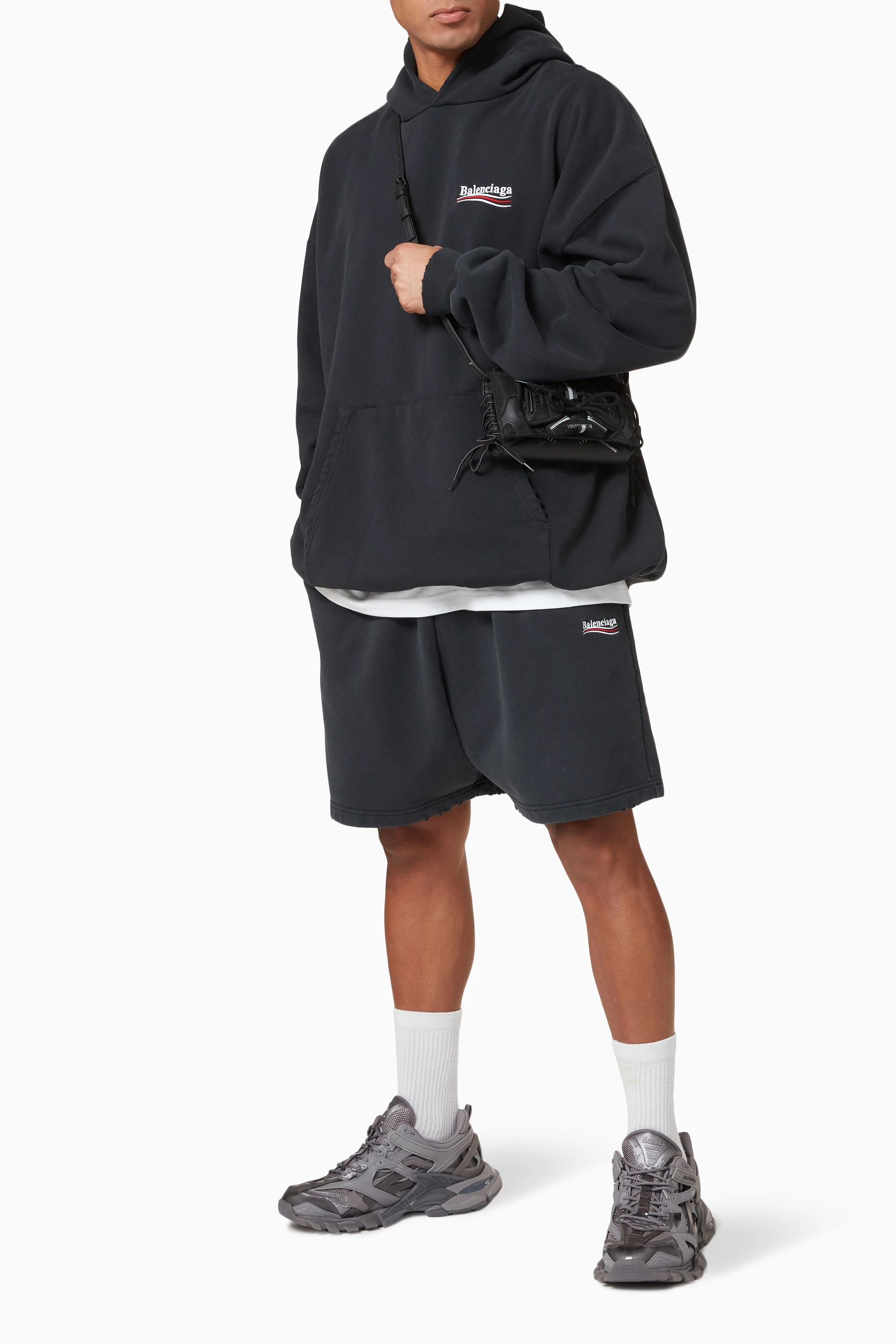 Buy Balenciaga Black Political Campaign Large Fit Hoodie in Cotton