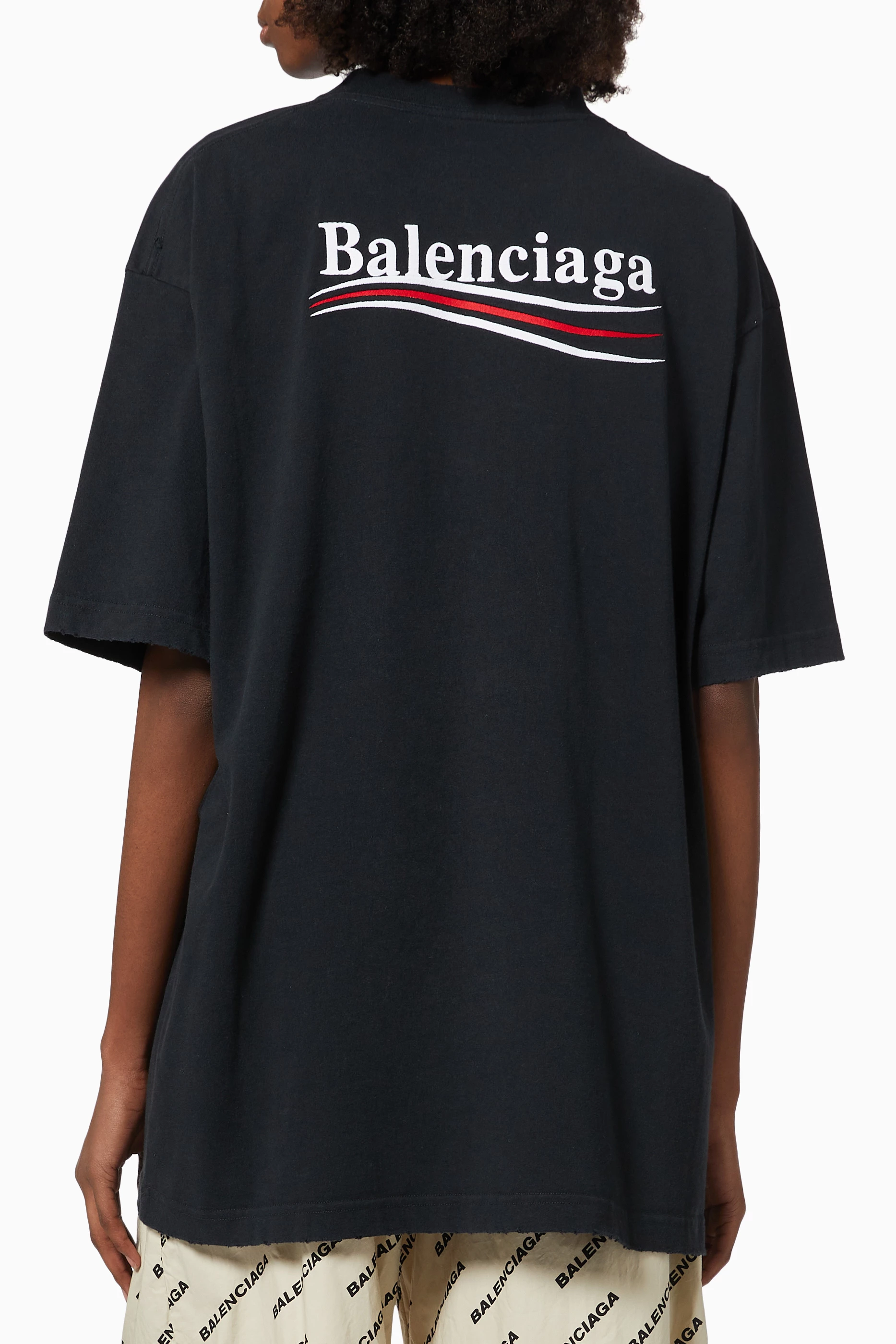 Buy Balenciaga Black Logo Large Fit T shirt in Cotton Jersey for Women in UAE Ounass