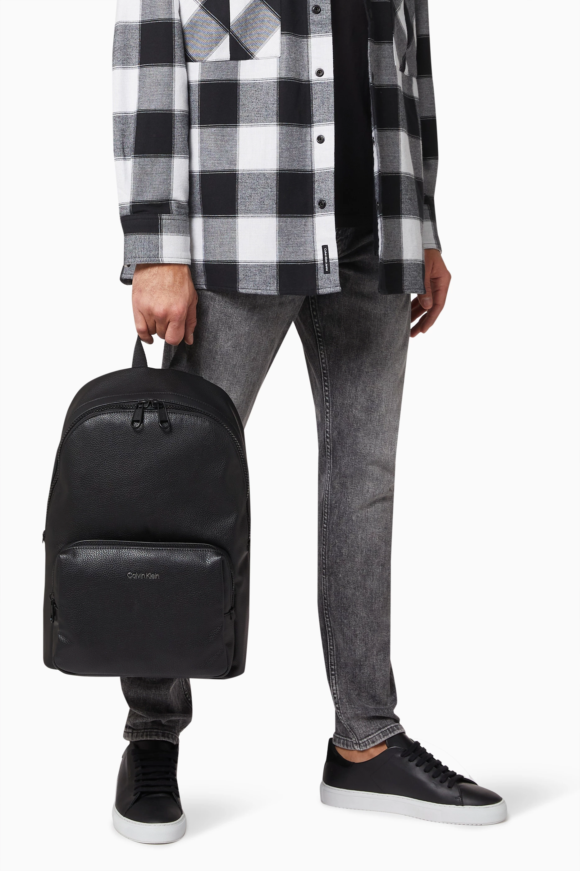 Buy Calvin Klein Black Campus Backpack in Recycled Faux Leather