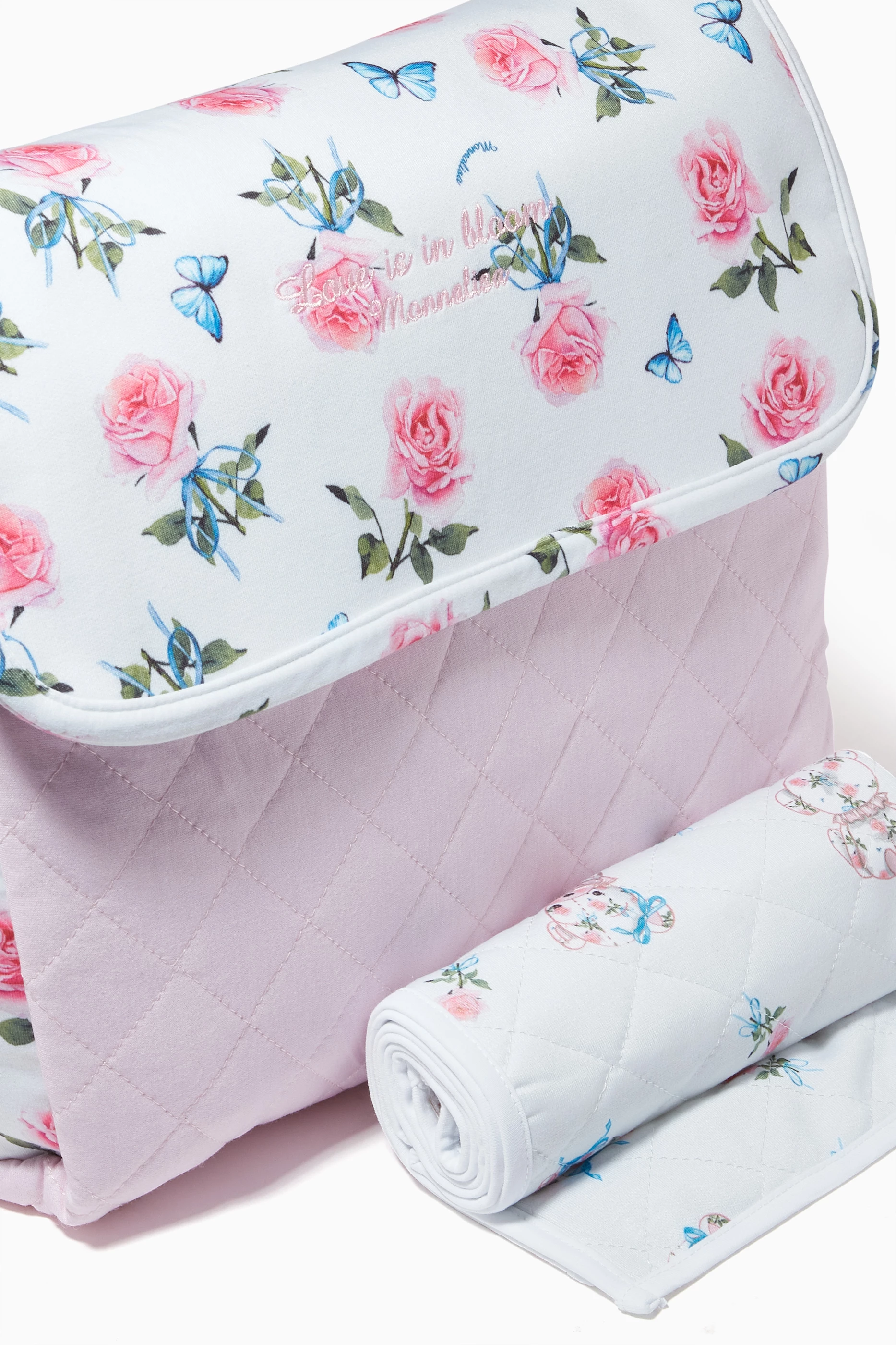 Buy Monnalisa Pink Floral Baby Changing Bag in Nylon for Baby