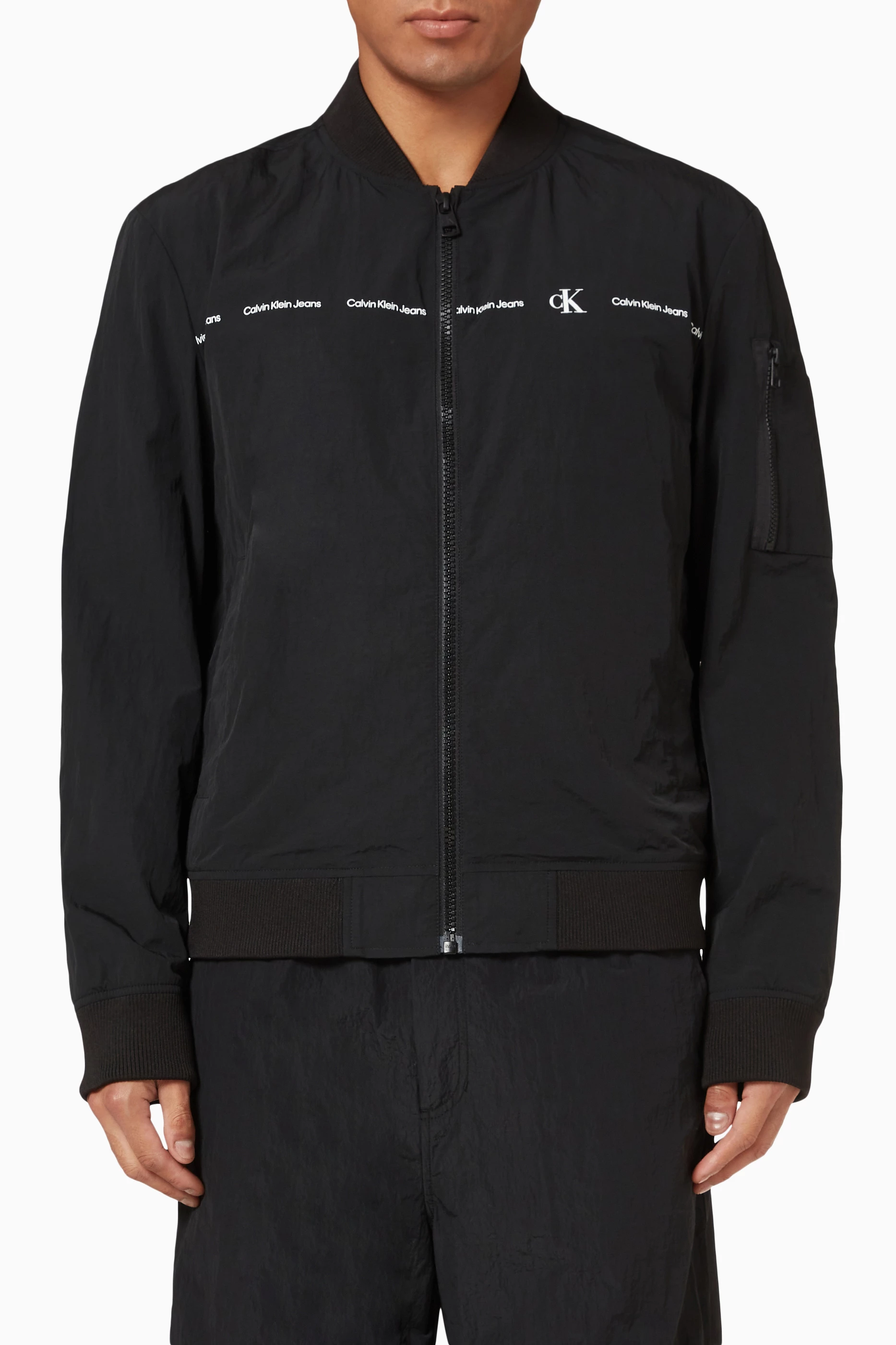 Buy Calvin Klein Jeans Black Bomber Jacket in Nylon for Men in UAE