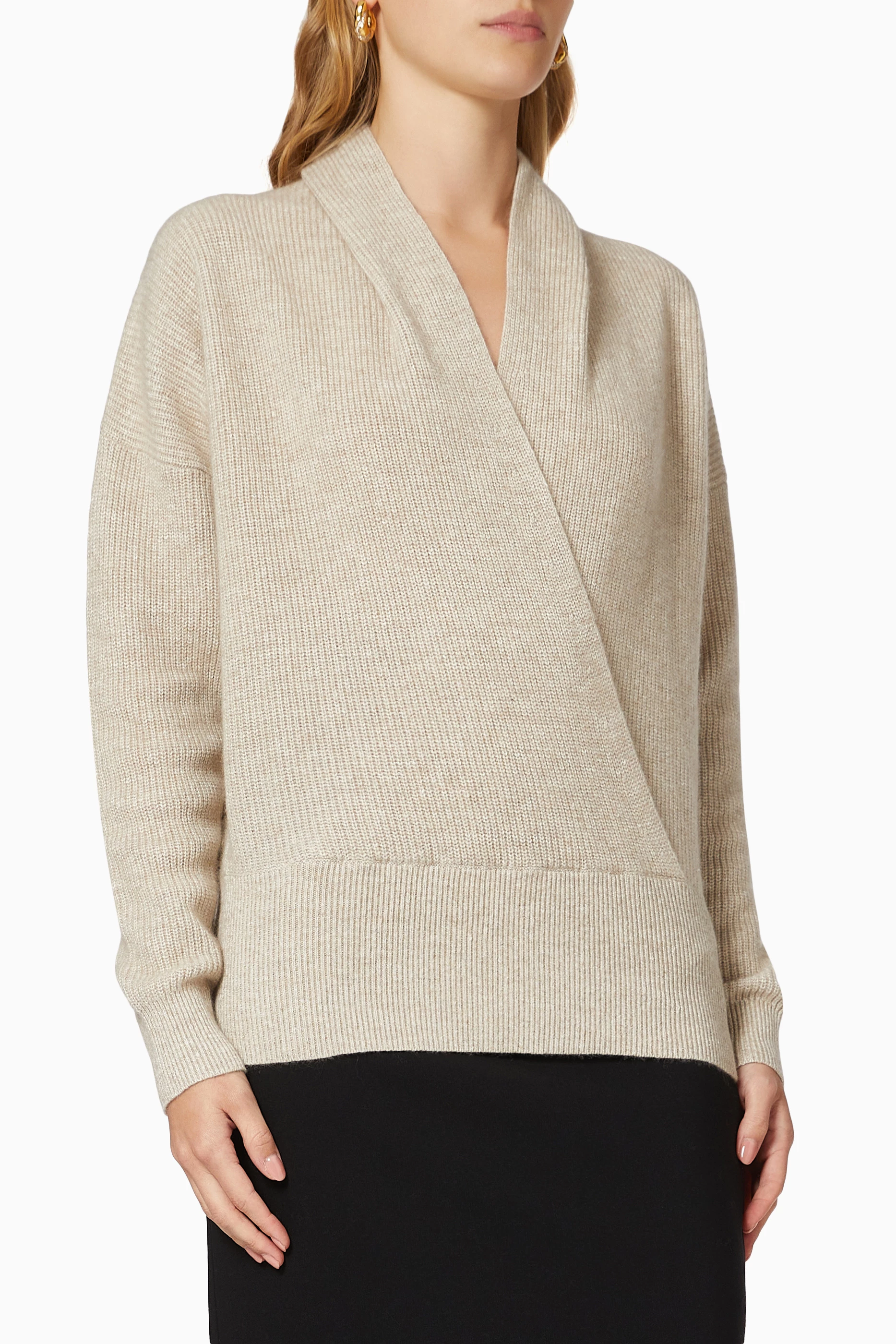 Vince wrap front cashmere pullover shop