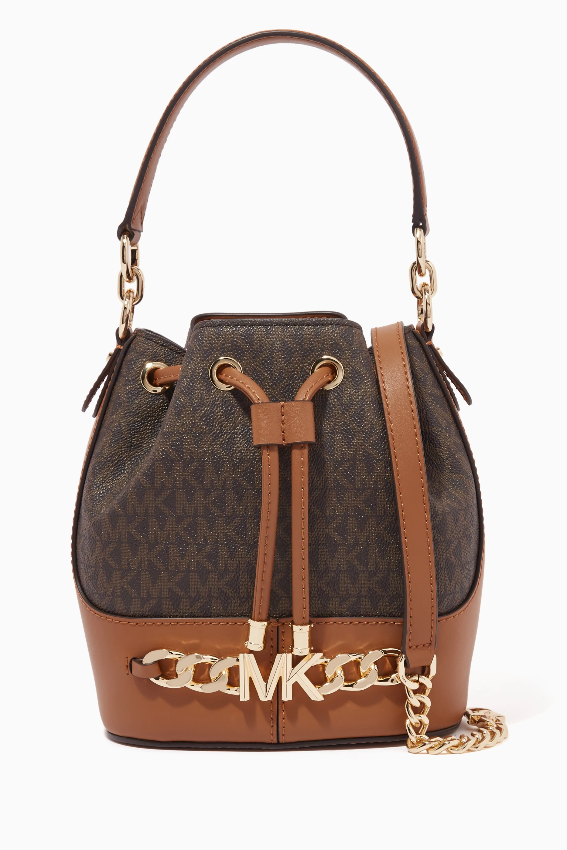 Buy Michael Kors Brown Devon Small Bucket Bag in Logo Canvas
