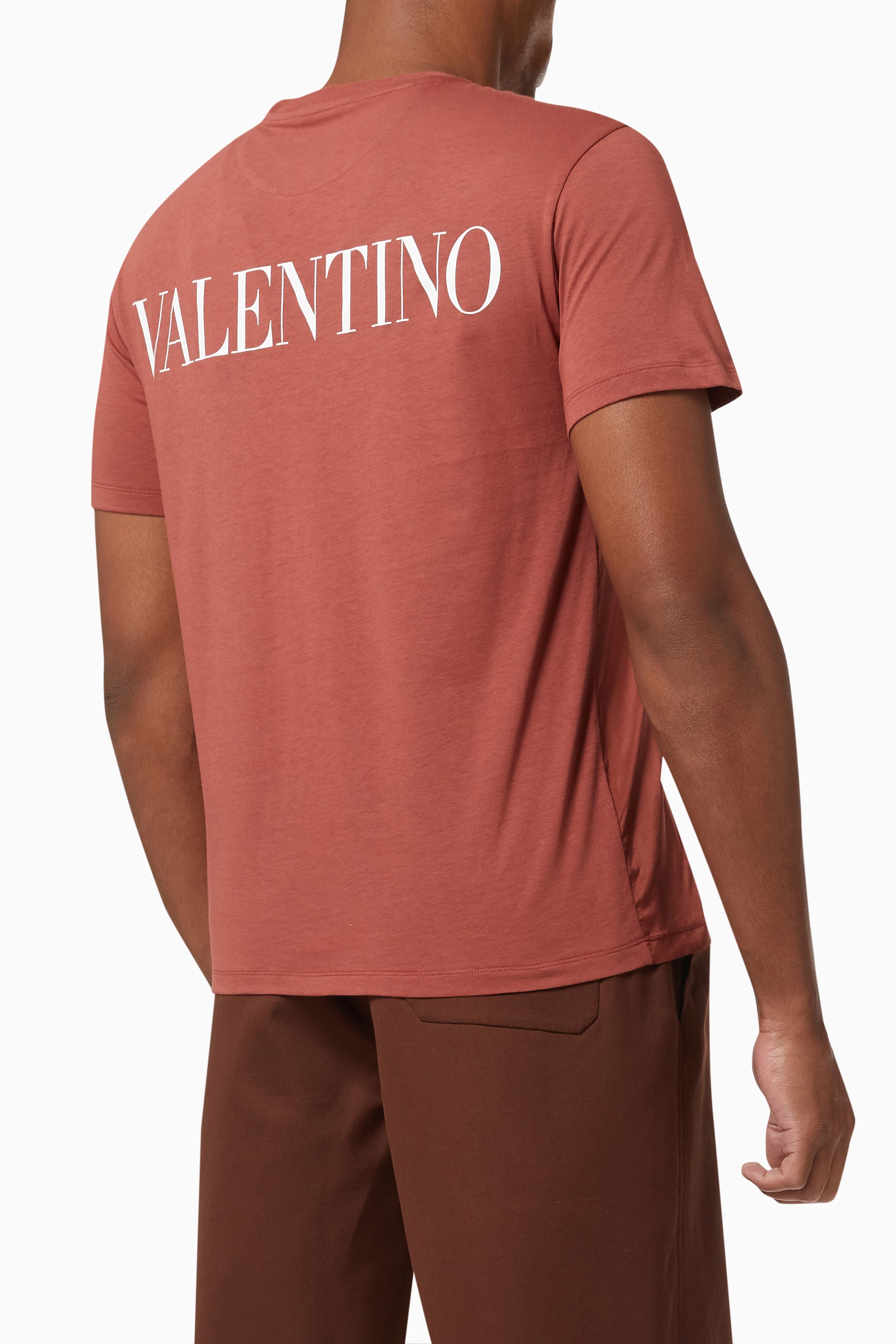 Buy Valentino Garavani Brown Back Logo T shirt in Cotton for Men