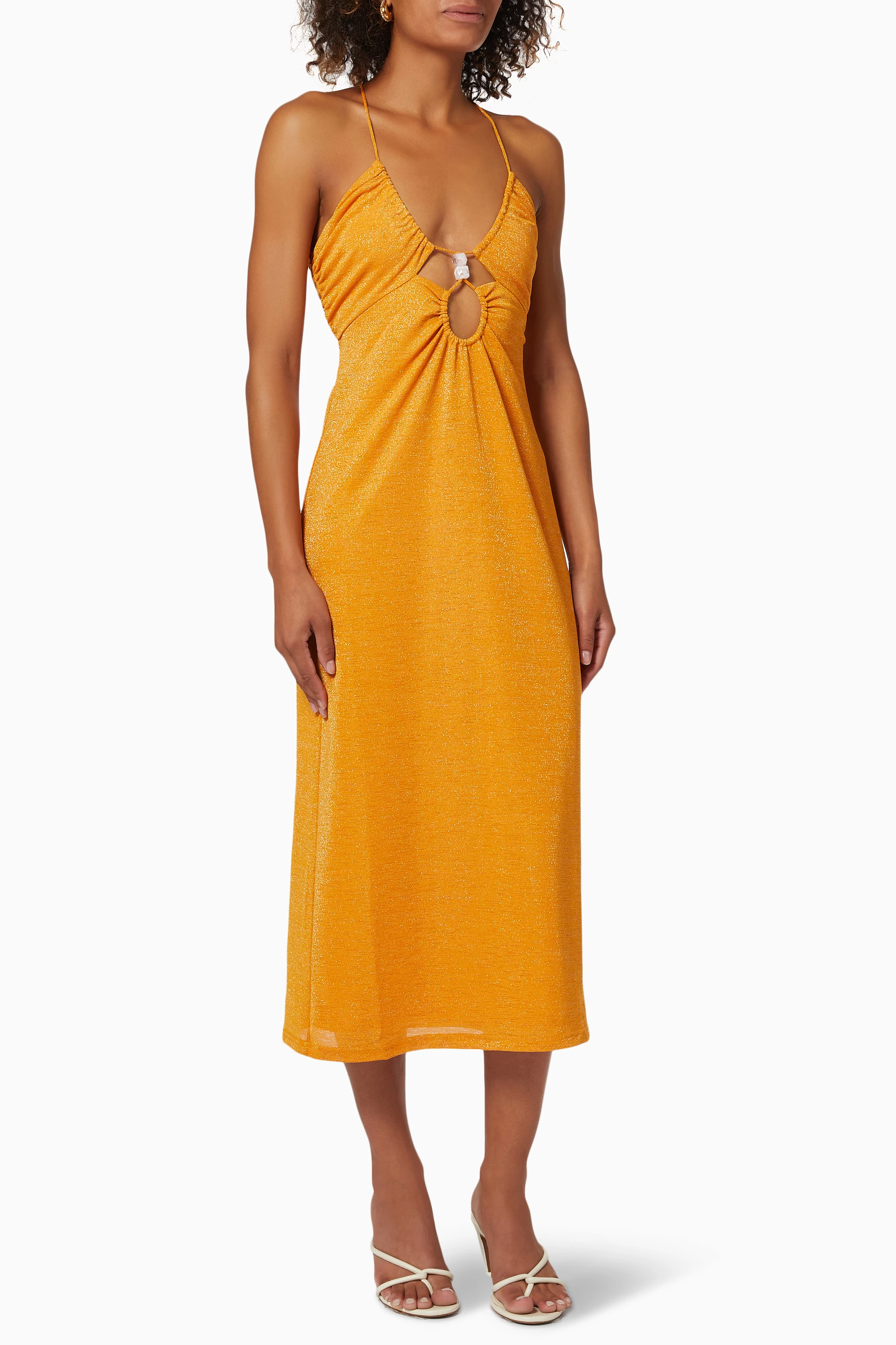 Buy Suboo Orange Asha Keyhole Slip Dress in Lurex Knit for Women in UAE Ounass