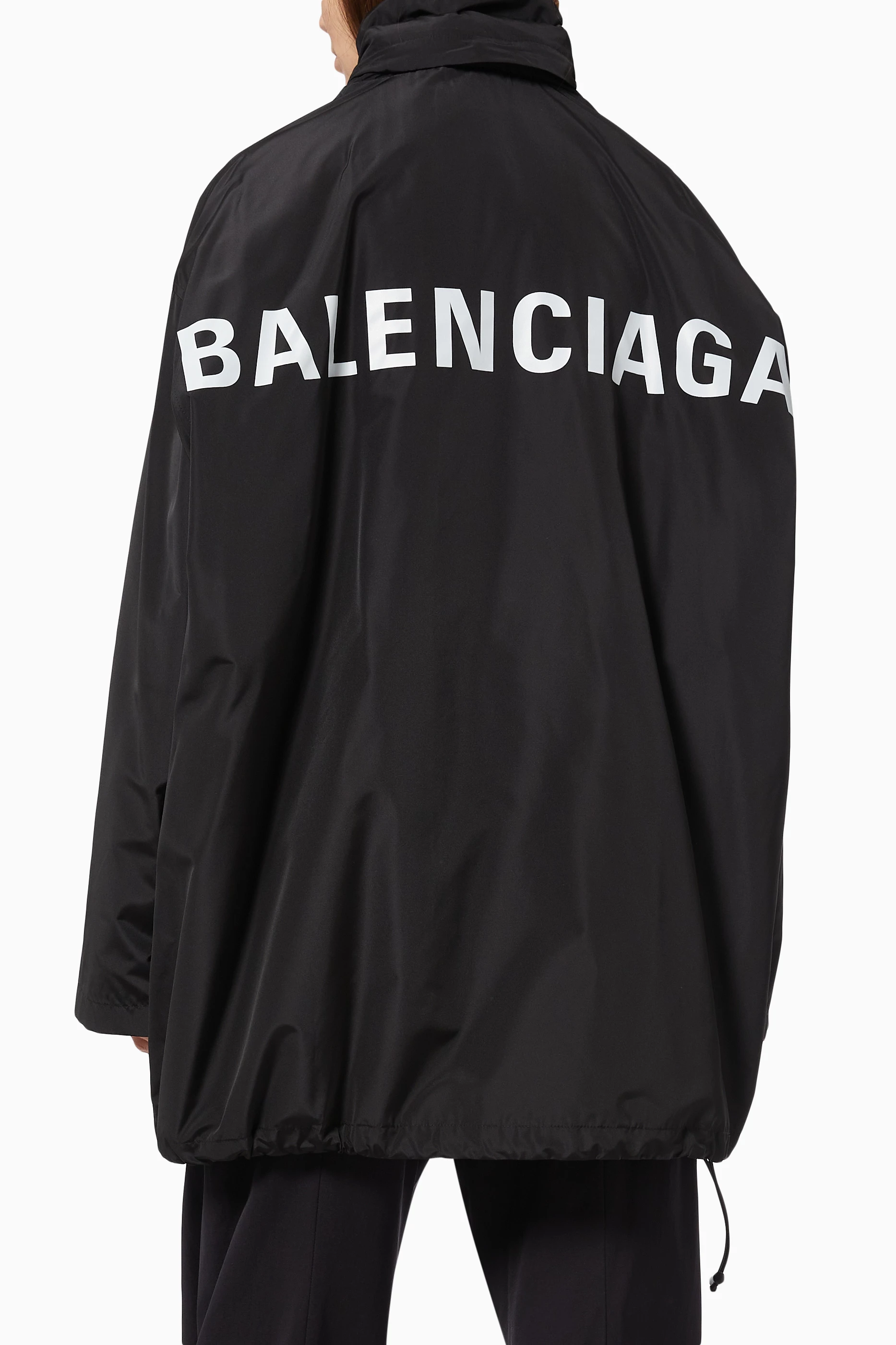 Buy Balenciaga Black Logo Hooded Windbreaker for Women in UAE Ounass