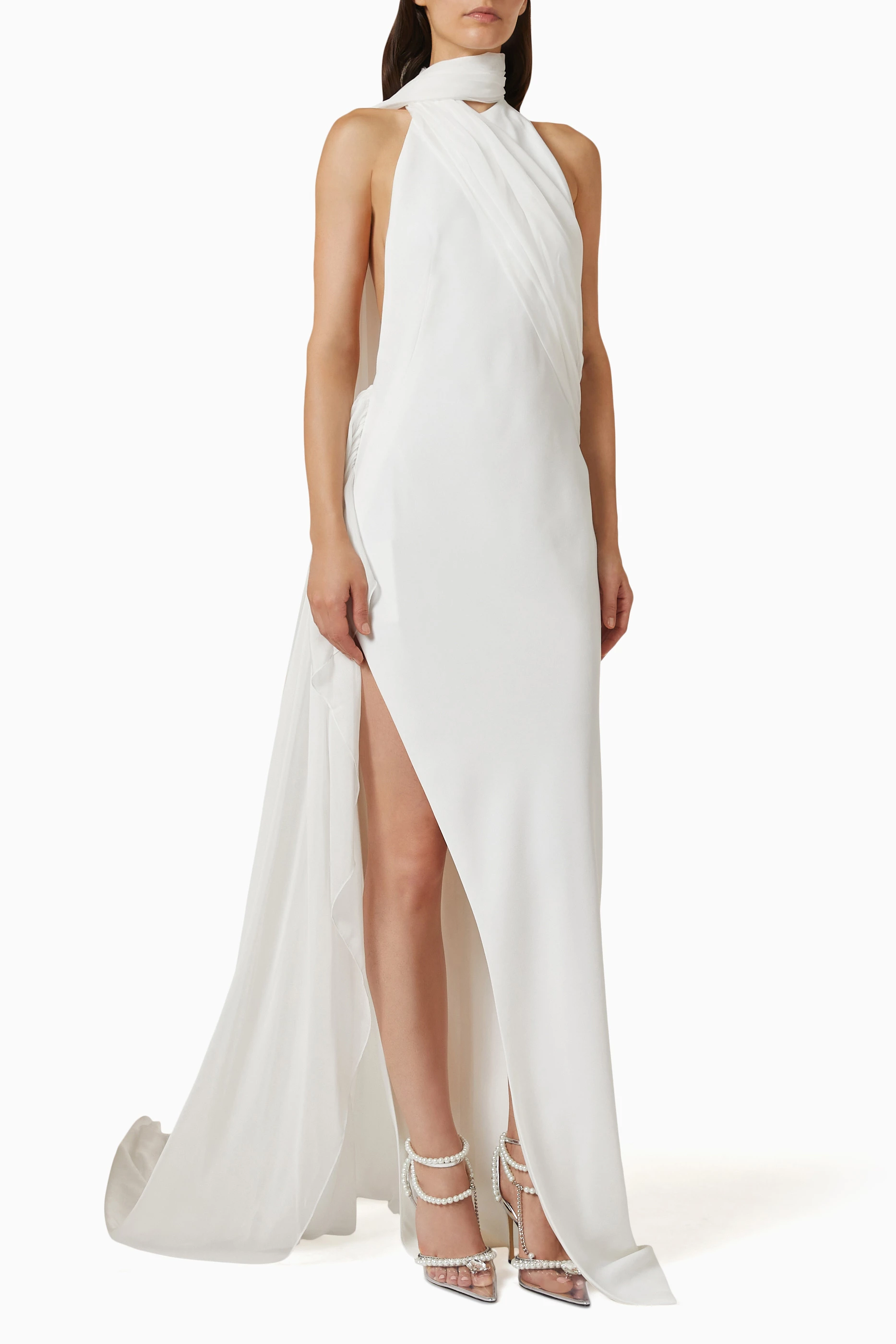 White halter hot sale dress
