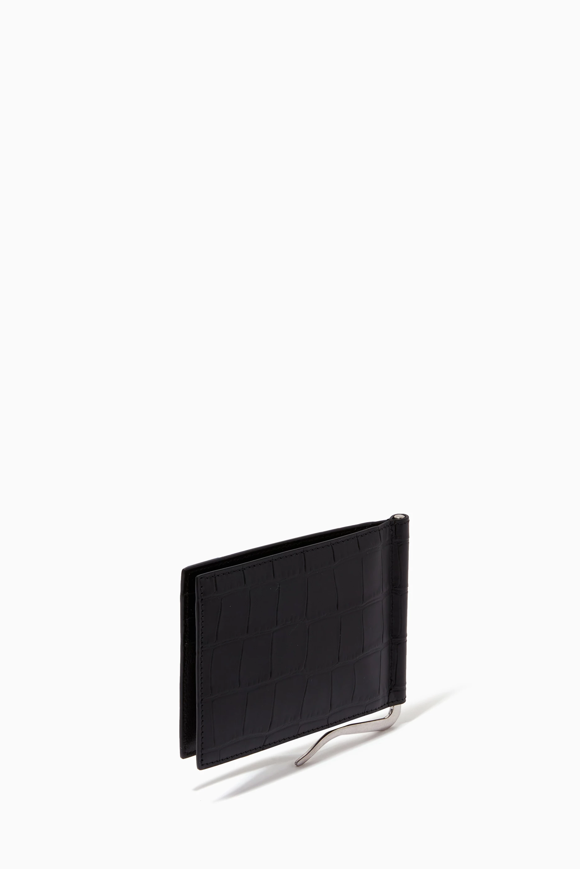 Buy Balenciaga Black Cash Folded Bill Clip Card Holder in Croc