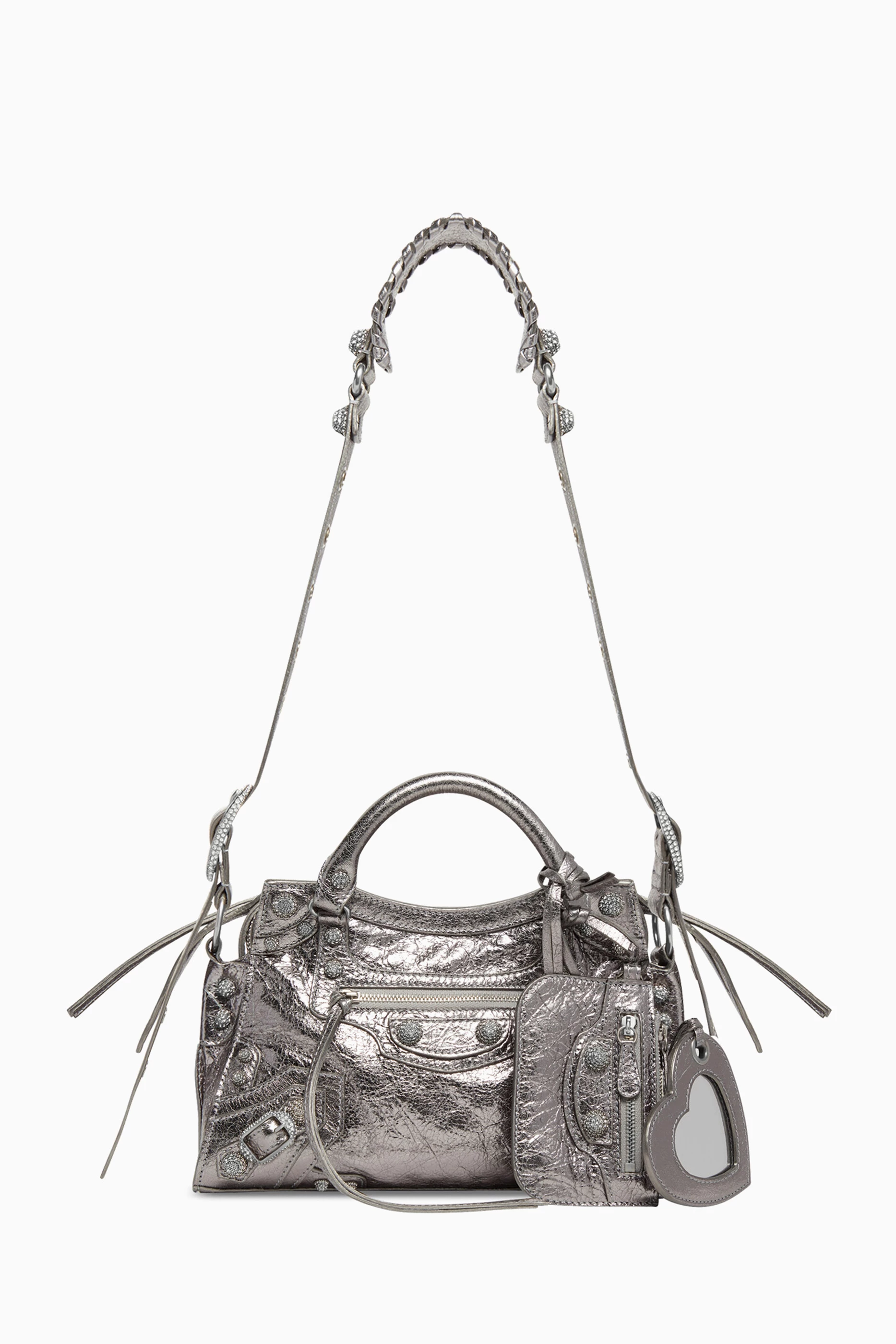Buy Balenciaga Silver Neo Cagole XS Shoulder Bag in Metallic Arena Lambskin for Women in UAE Ounass