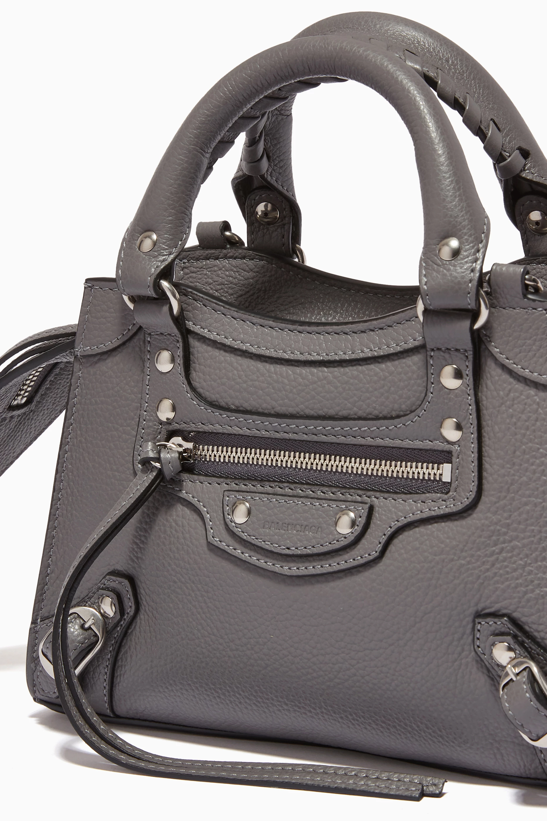 Buy Balenciaga Grey Neo Classic City Mini Bag in Pebbled Calfskin