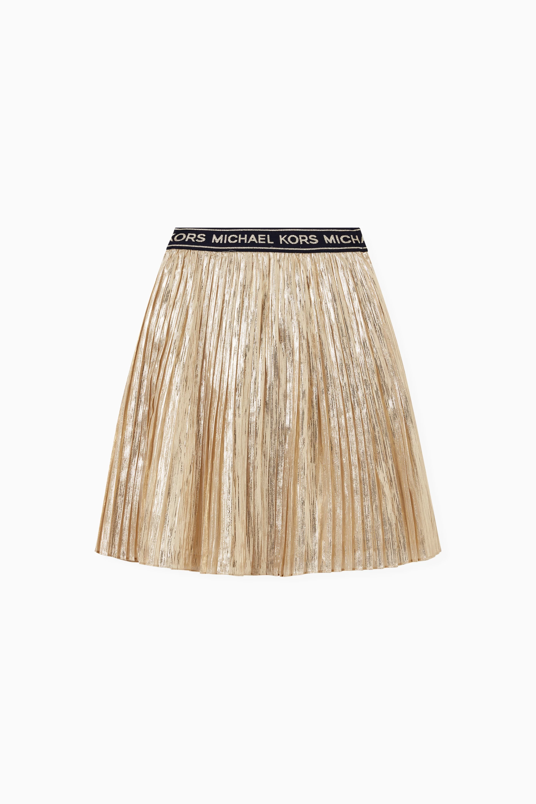 Buy Michael Kors Kids Gold Metallic Pleated Skirt for Girls in UAE