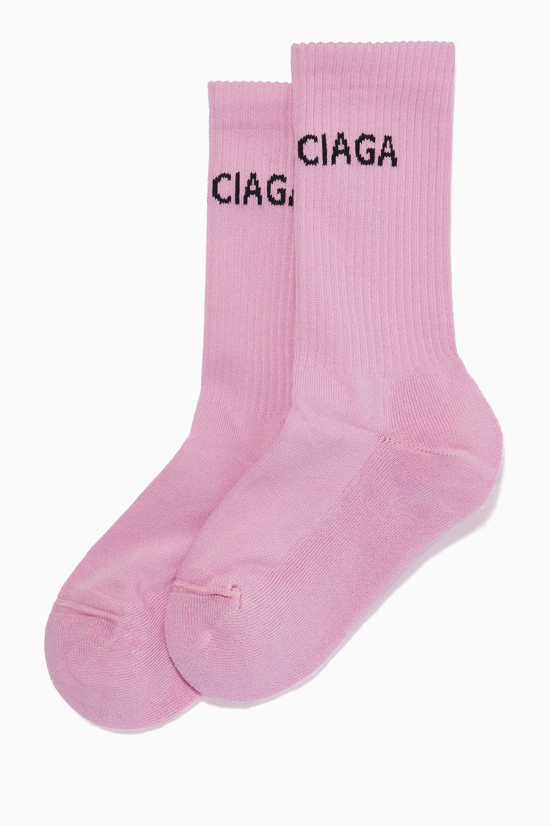 Buy Balenciaga Pink Tennis Socks in Ribbed Cotton Knit for Women