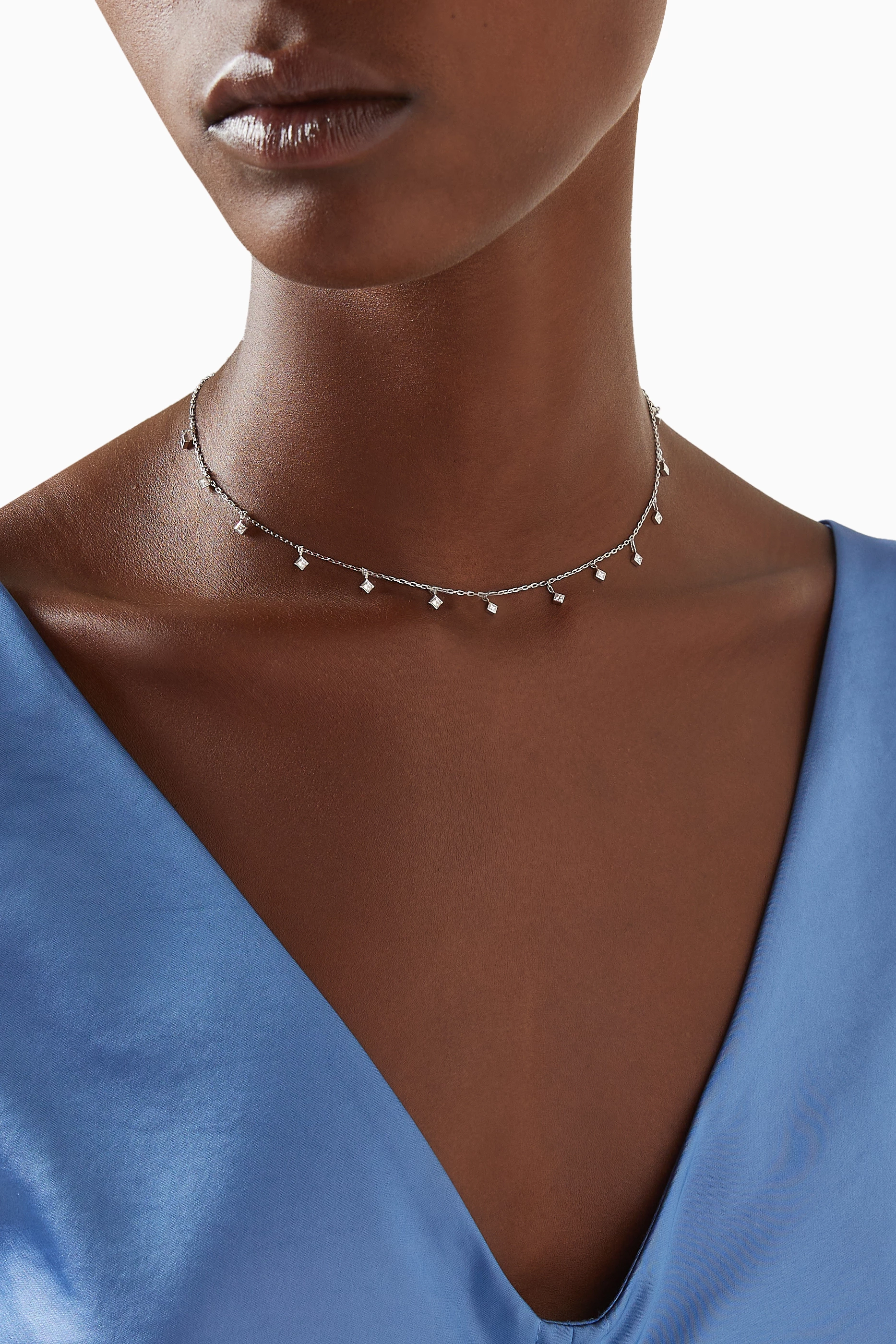 Buy Yataghan Jewellery White Sparkle Diamond Choker in 18kt White