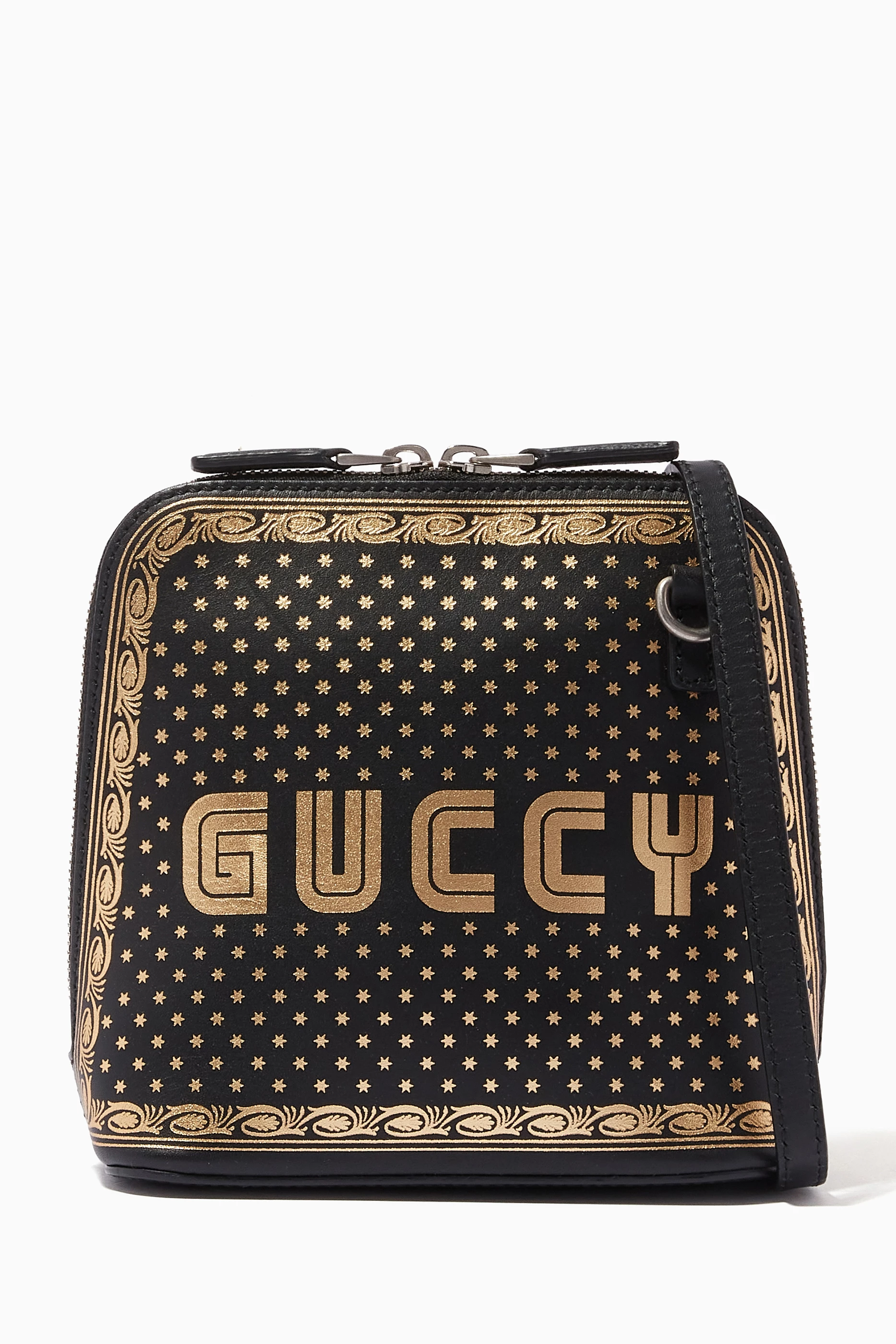 Buy Gucci Pre Loved Black Guccy Logo Moon Stars Crossbody Bag in